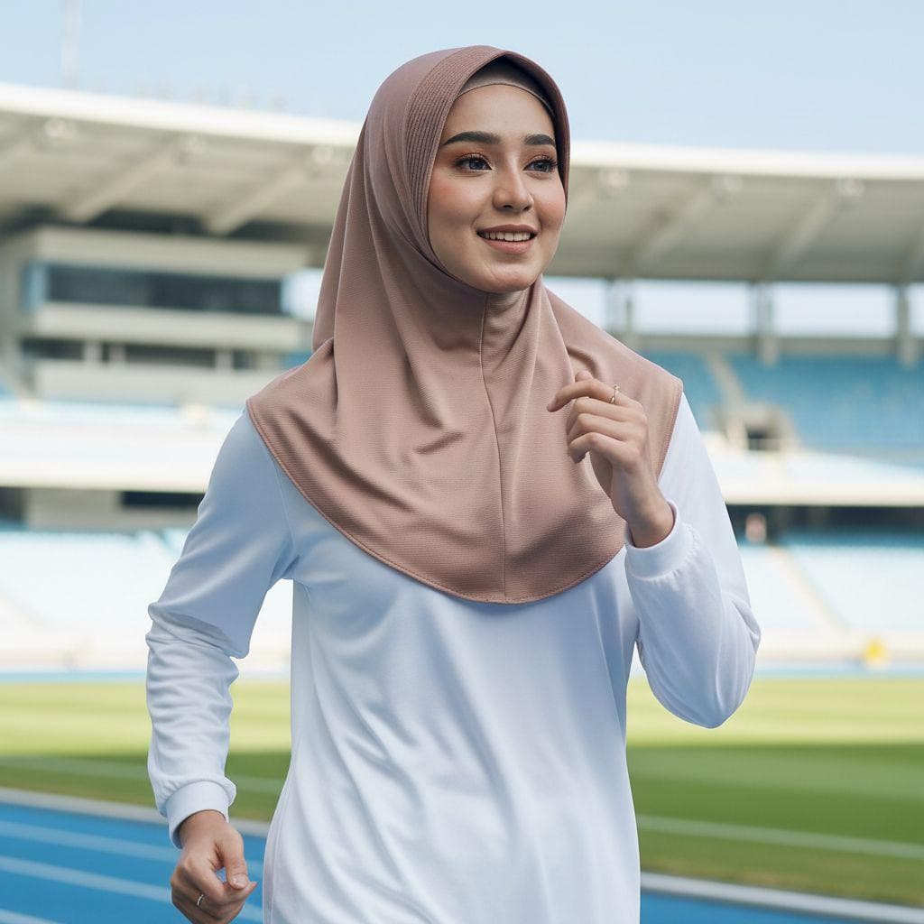 HANIA Active Hijab: 26 colors Spandex Lycra Slip-On No-Pin One-Piece Instant Hijab Sport, Gym, Workout, Exercise, Running, Training, Fitness