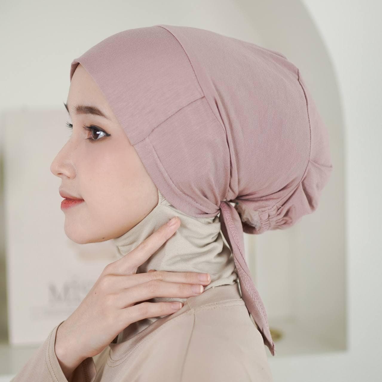 NAMIA No-Slip Tie Back Cap: 7 Colors Rayon Inner Hijab Underscarf with Anti-Slip Rubber Grip, Hair Bonnet, Head Cover, Hair Covering