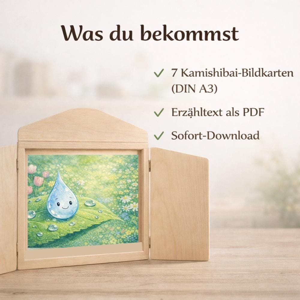 Kamishibai Geschichte Frühling - Der kleine Regentropfen, Natur Kreislauf Wasser Kindergarten, Vorschule Geschichte - image 4