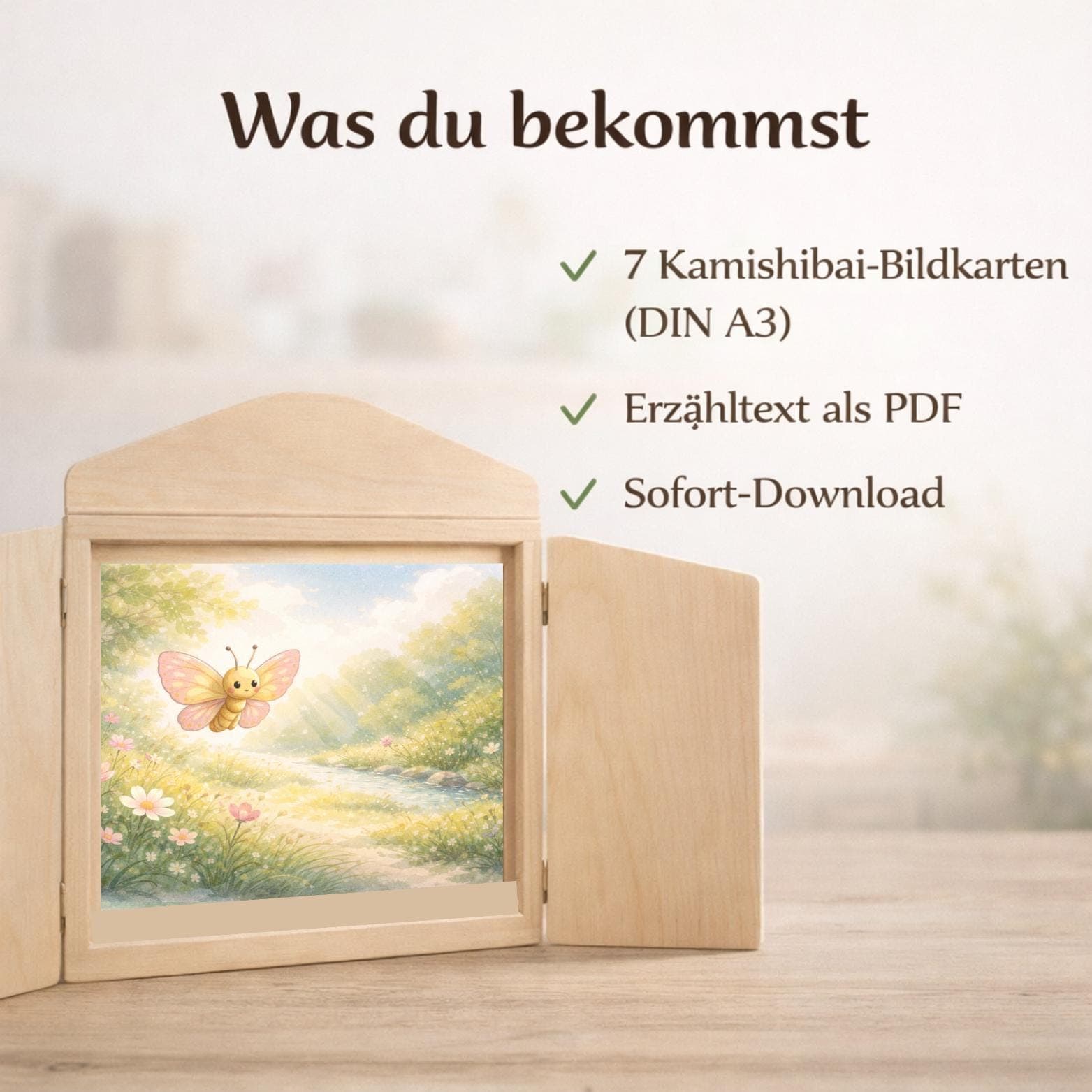 Kamishibai Geschichte Frühling - Leni der Schmetterling, Bildkarten Kita Frühling, Naturgeschichte Kindergarten, U3 Geschichte Kita - image 4