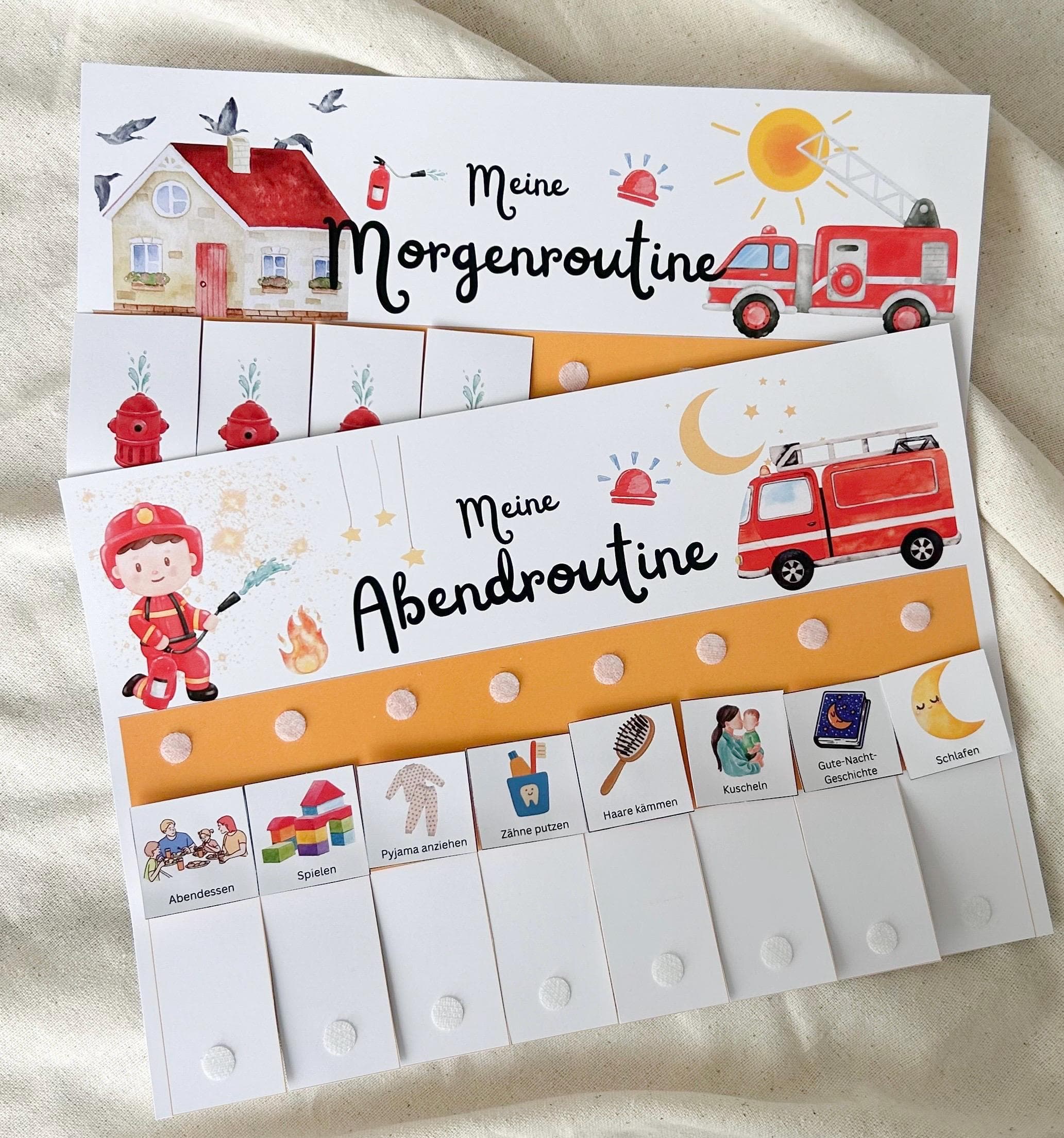 Feuerwehr Morgen & Abendroutine für Kinder , Tagesplan für Kinder, Routinekarten Kinder, zum ausdrucken, Routineplan für Kinder