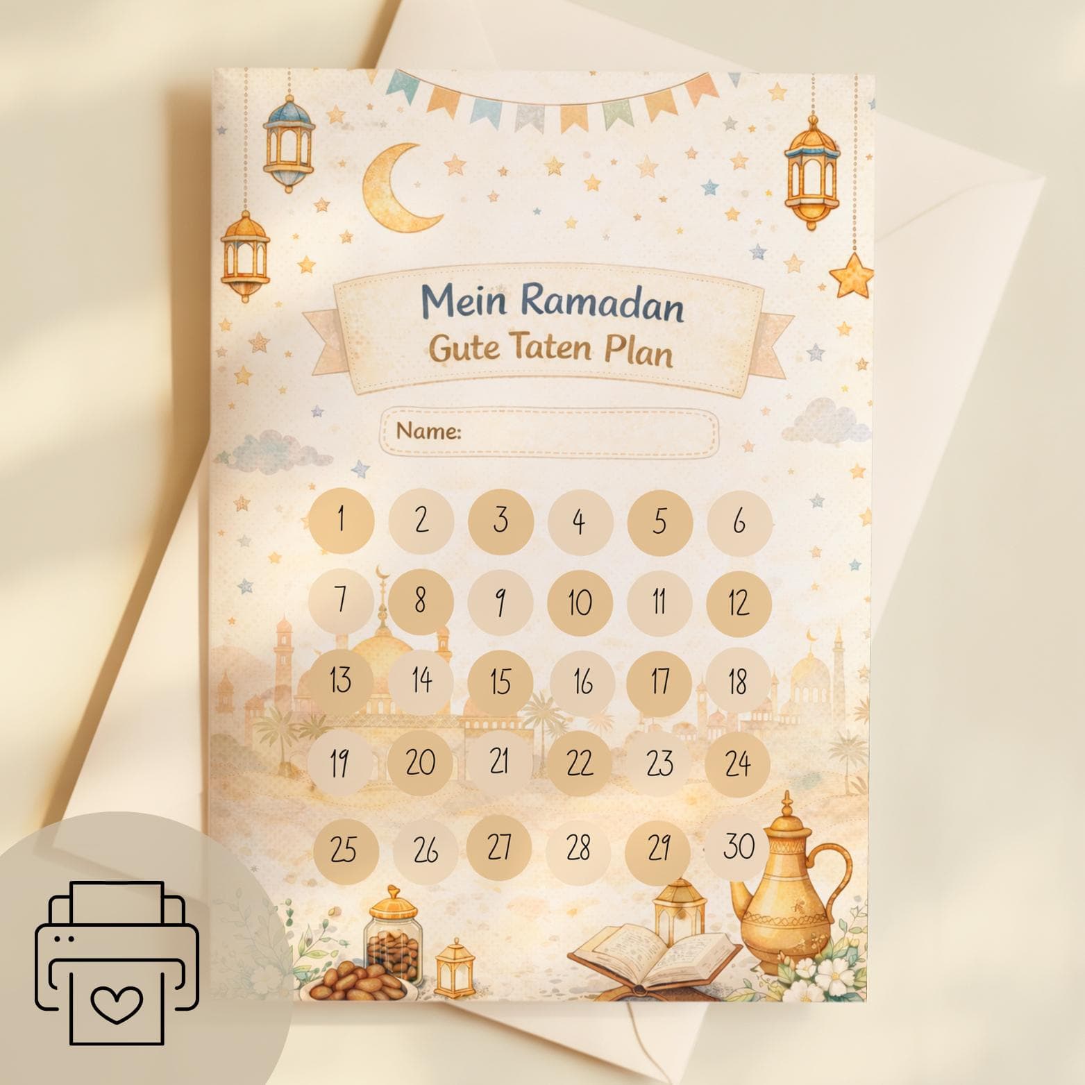 Ramadan Gute Taten Plan für Kinder, Ramadan Aktivitäten Kinder, Islamische Erziehung, PDF Download