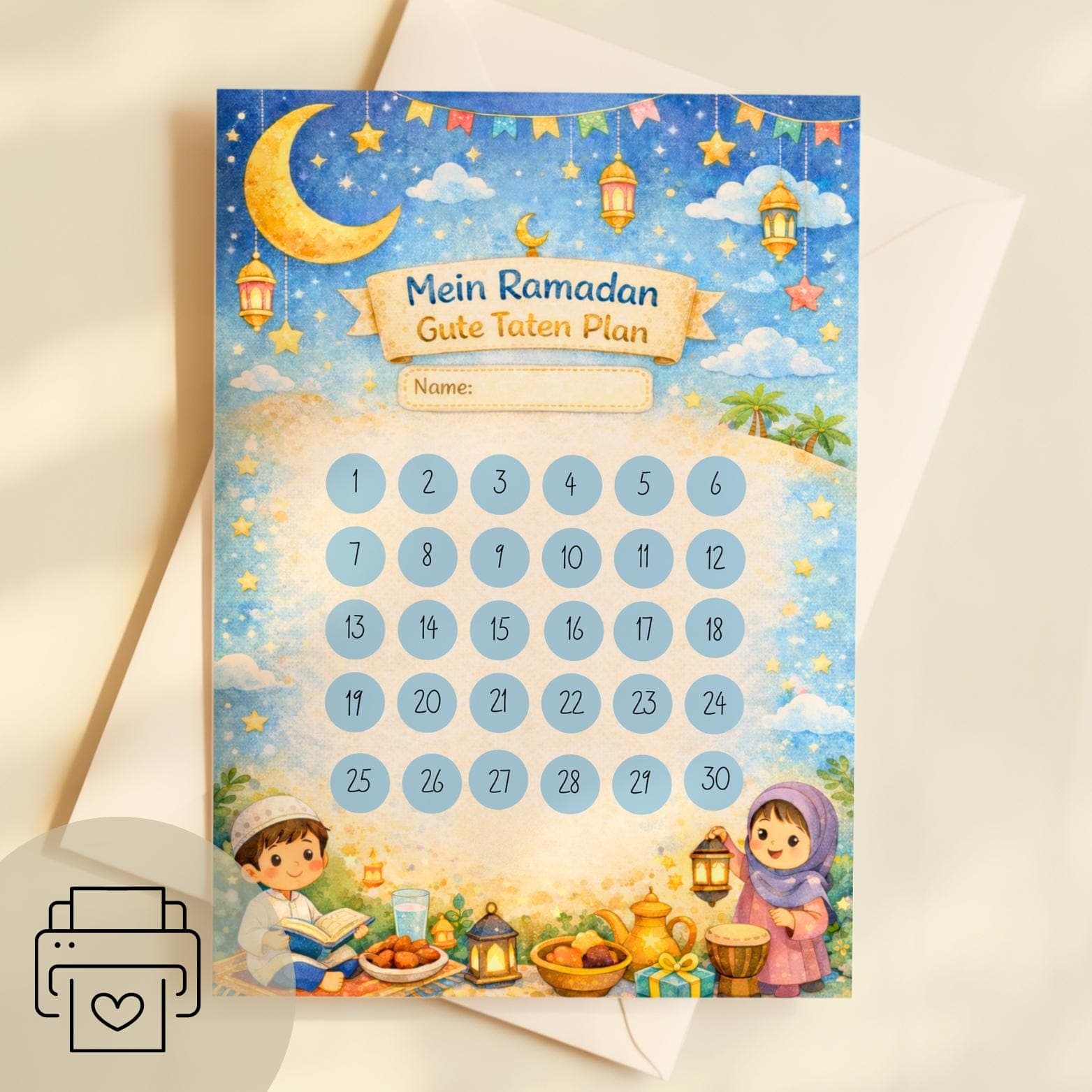 Ramadan Gute Taten Plan für Kinder, Ramadan Aktivitäten Kinder, Islamische Erziehung, PDF Download