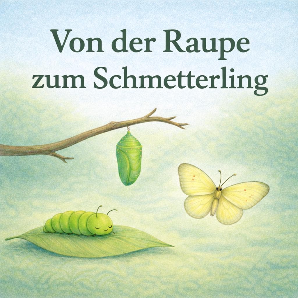 Kamishibai Geschichte Raupe zum Schmetterling, Für Kindergarten, Erzählgeschichte Frühling, Sofort Download