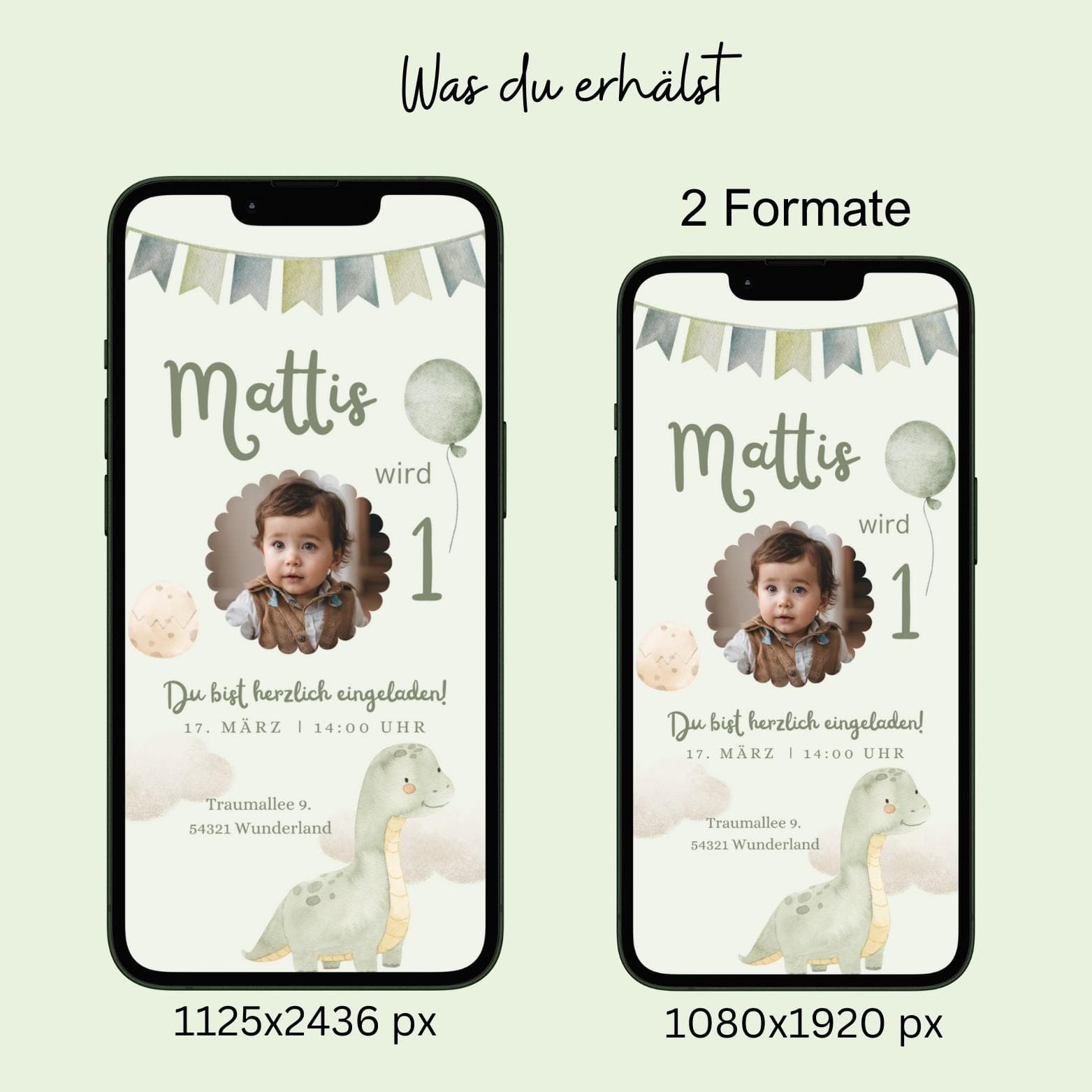 Dino Einladung Kindergeburtstag Junge – Digitale WhatsApp Einladung personalisierbar – Geburtstagseinladung Handy - image 3