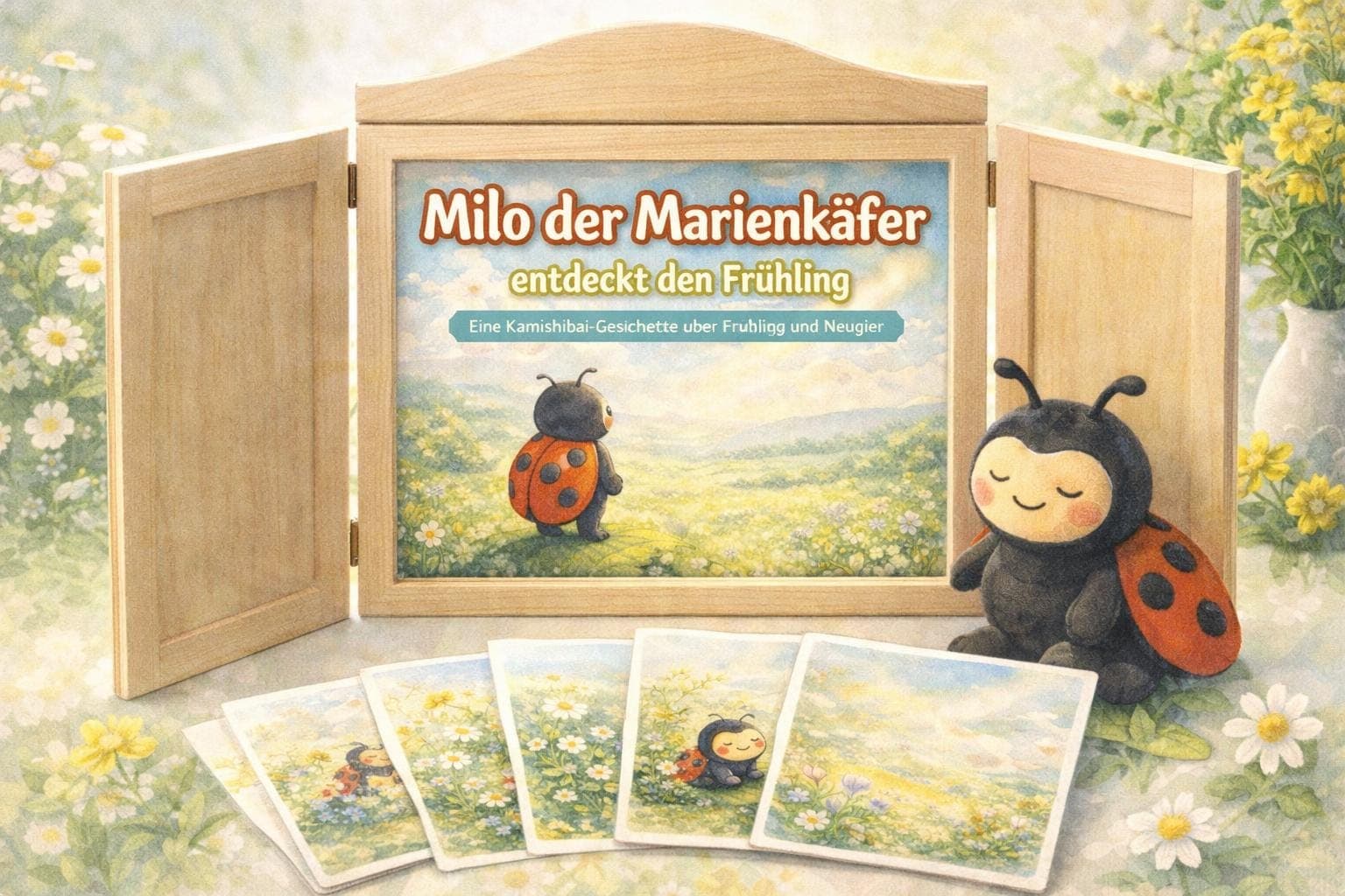 Milo der Marienkäfer entdeckt den Frühling - Kamishibai Geschichte für Kinder, Naturgeschichte, U3 geeignet & für Kindergarten - image 3