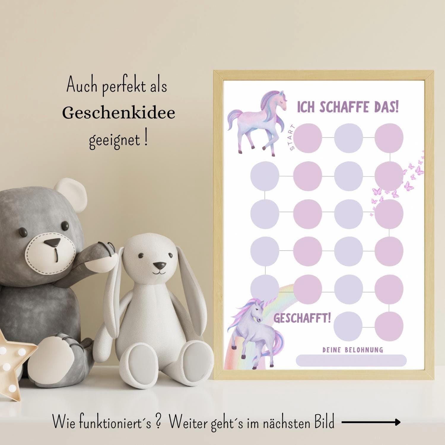 Belohnungsplan Kinder Regenbogen Einhorn, Ich schaffe das, Belohnungssystem Kind, Windelfrei Töpfchentraining plan, Motivationsplan - image 4