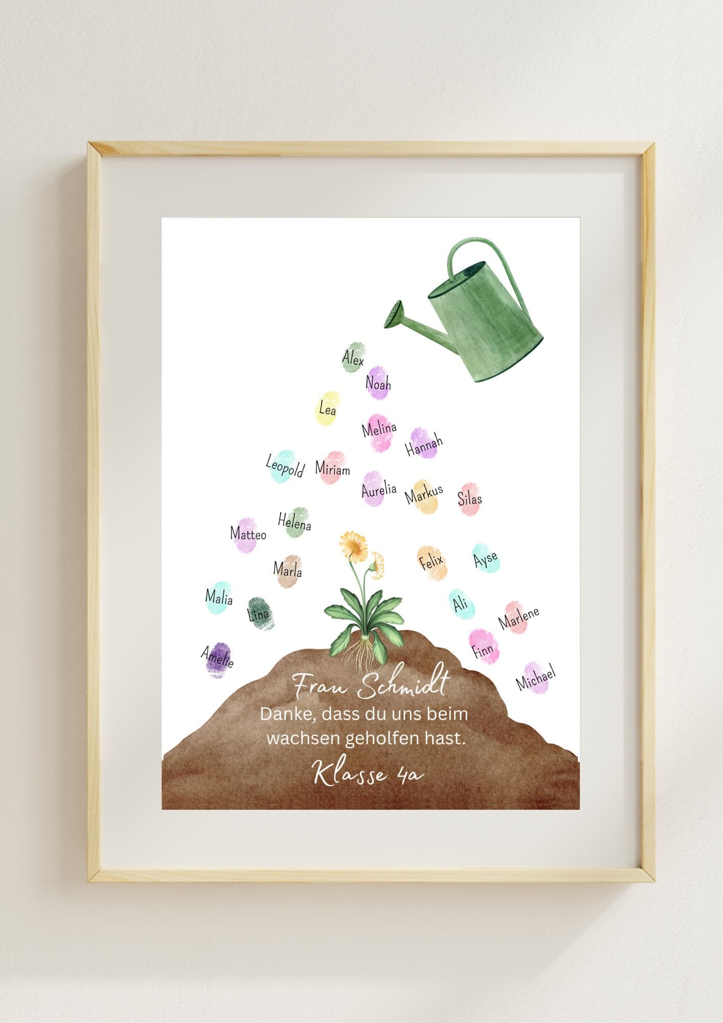 Abschiedsgeschenk Lehrer Fingerabdruck Poster Klasse Gießkanne - Geschenk Lehrer - Danke Geschenk Schulabschluss Grundschule, PDF - image 3