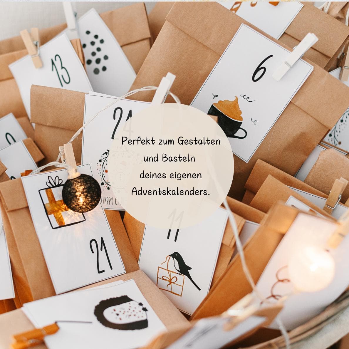 Adventskalender Zahlen zum drucken Weihnachten, DIY Adventskalender Kinder, Digitaler Download, Adventskalender Kinder Zahlen - image 4