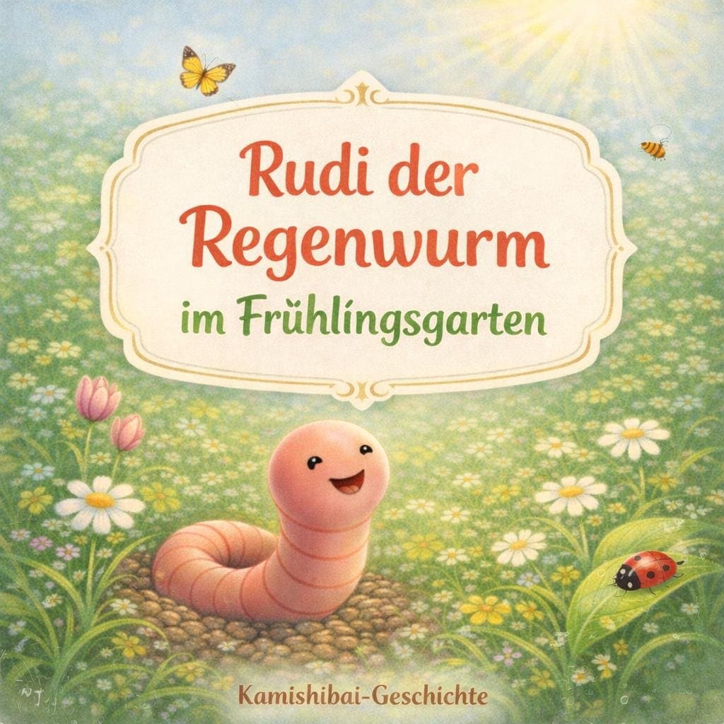 Kamishibai Frühling Kita - Rudi der Regenwurm im Frühlingsgarten, Bildkarten Geschichte Kindergarten, Natur Frühling U3 Vorschule
