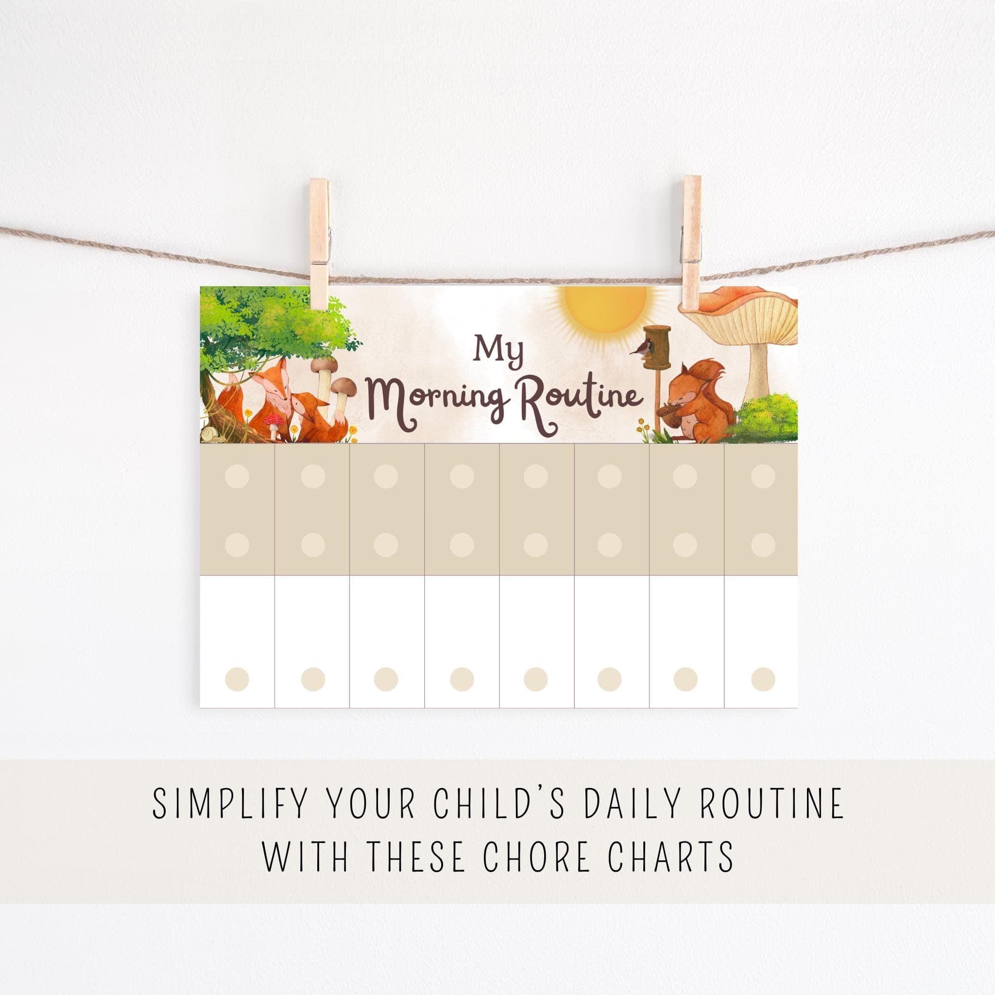Chore chart toddler, toddler chore chart printable, chore chart forest animals, weekly chore chart, kids chore chart, flip routine chart - image 3