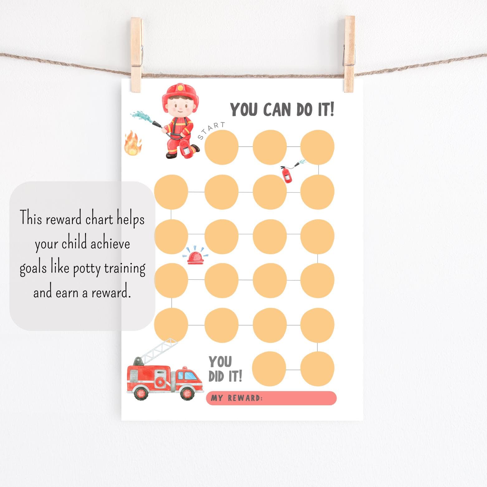 Firefighter Chore Chart for Kids – Printable Routine & Reward Chart for Toddlers, Morning and Evening Schedule, Fire Truck daily schedule - image 4