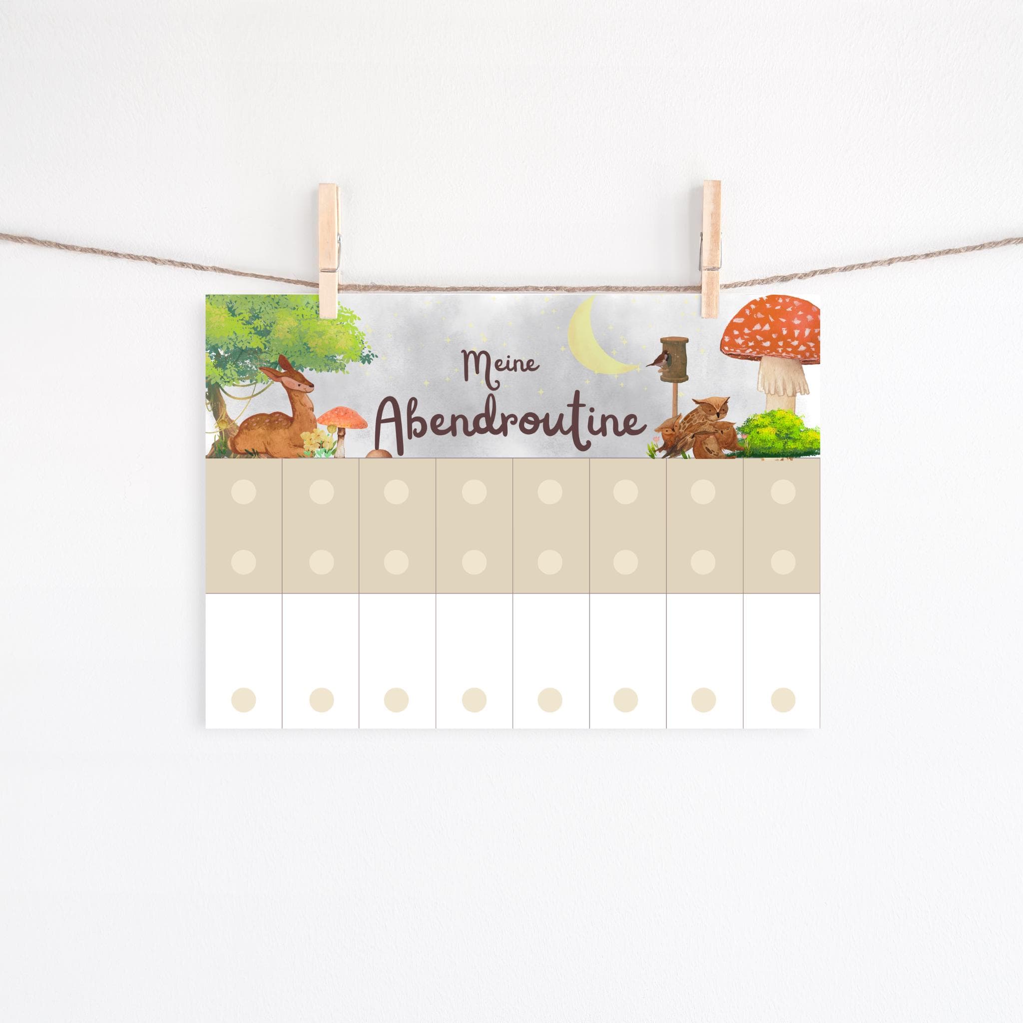 Morgen & Abendroutine für Kinder Waldtiere, Tagesplan für Kinder, Routineplan zum ausdrucken, Routineplaner für Kinder - image 4
