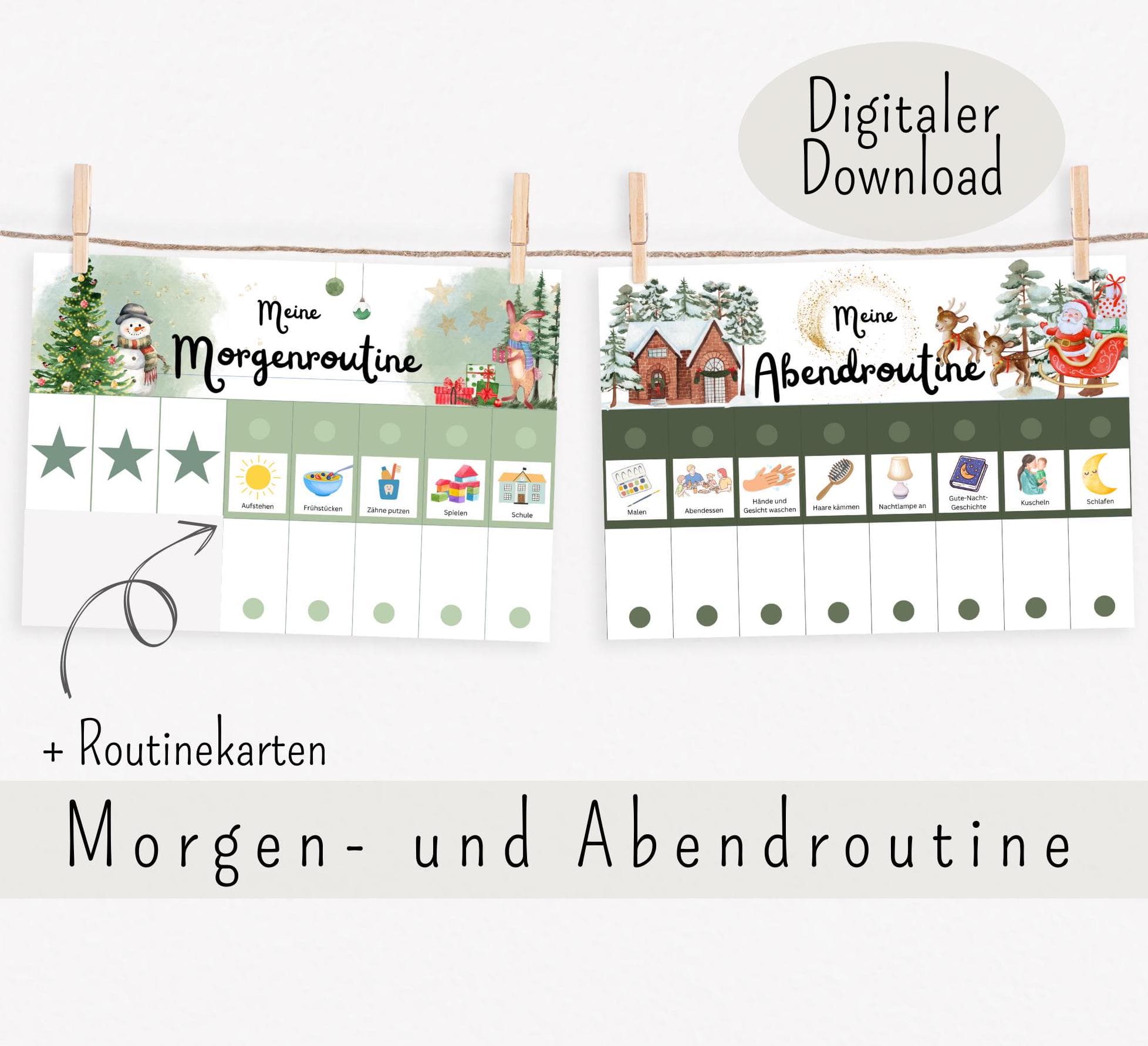 Routineplaner Weihnachten 2025, Routinekarten Weihnachten, Adventskalender Idee