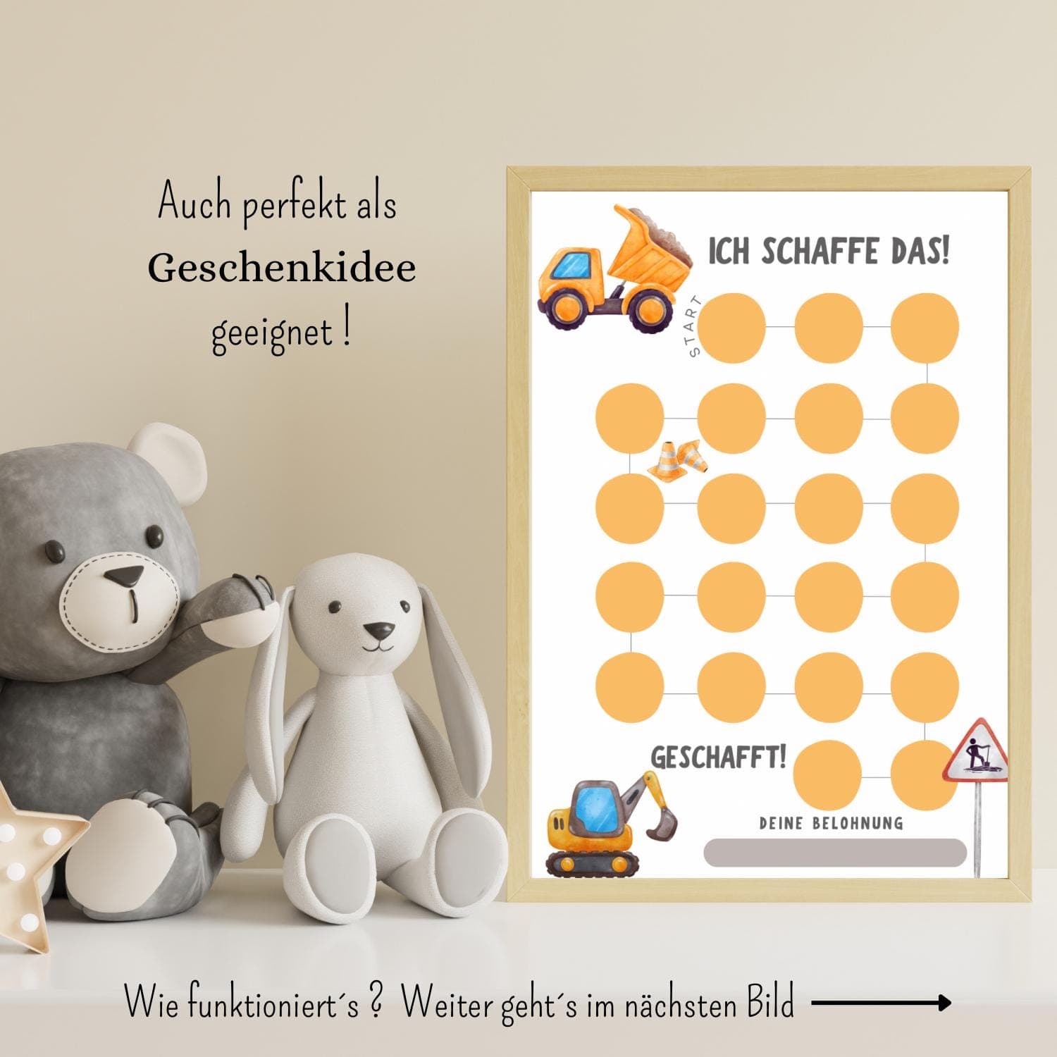 Belohnungstafel für Kinder Bagger, Belohnungstafel Baustelle, PDF Download, Belohnungsplan Kinder, Töpfchentraining, Motivation für Kinder - image 4