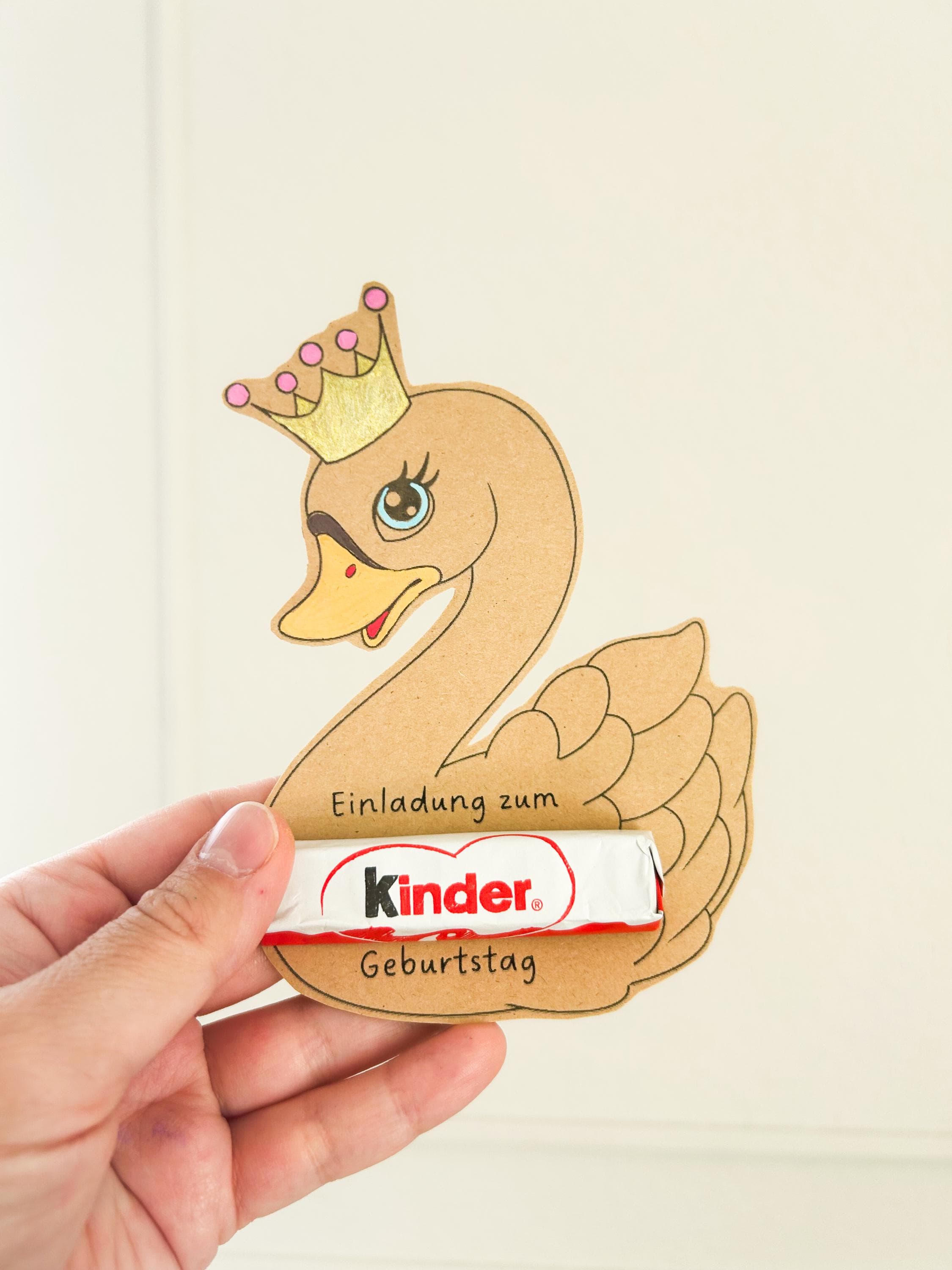 Schwan Geburtstagseinladung Bastelvorlage, Geburtstagseinladung Mädchen, Druckvorlage Kindergeburtstag, Einladungskarte Mädchen Geburtstag