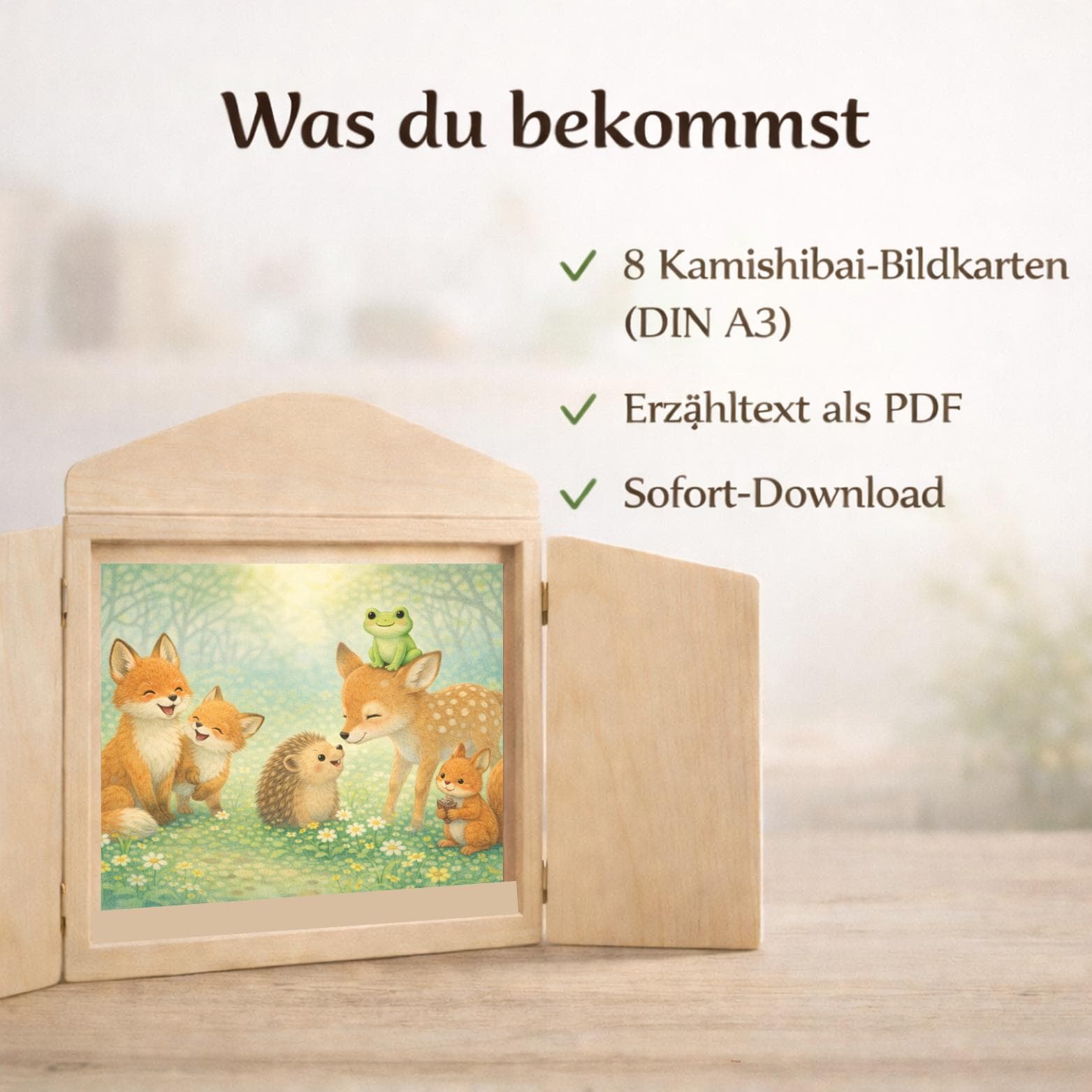 Kamishibai Frühling Kindergarten Waldtiere, Frühblüher, Naturgeschichte, Winterschlaf, Sofort Download - image 3