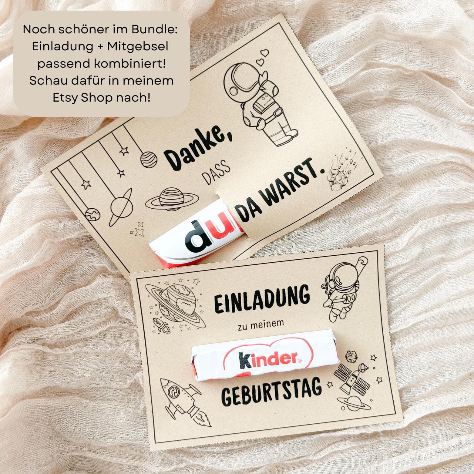 Druckvorlage Einladungskarte Kindergeburtstag Rakete Astronaut, Bastelvorlage Geburtstagseinladung - image 5