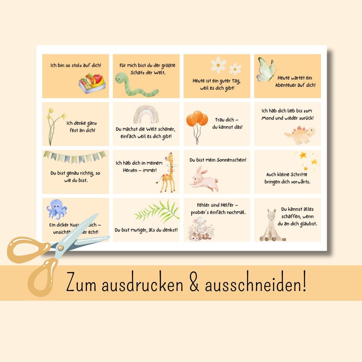 48 Brotdosen Nachrichten Tiermotiv- Pausenbox Kinder - Affirmationen Mutmacher - Lunchbox Kita und Schule - PDF digital download - image 3