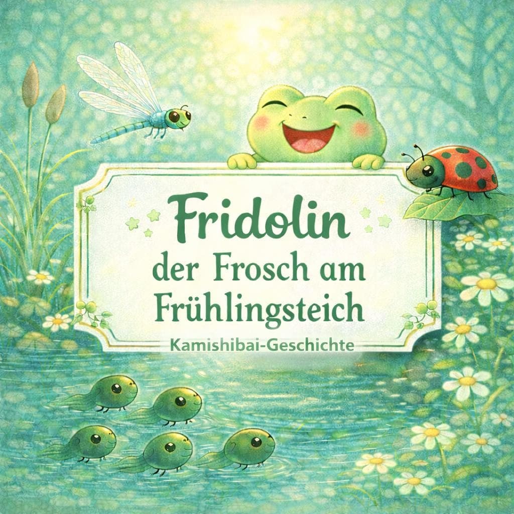 Kamishibai Frühling Kindergarten, Fridolin der Frosch, Frühling Geschichte Kita, Erzähltheater Morgenkreis, Naturgeschichte