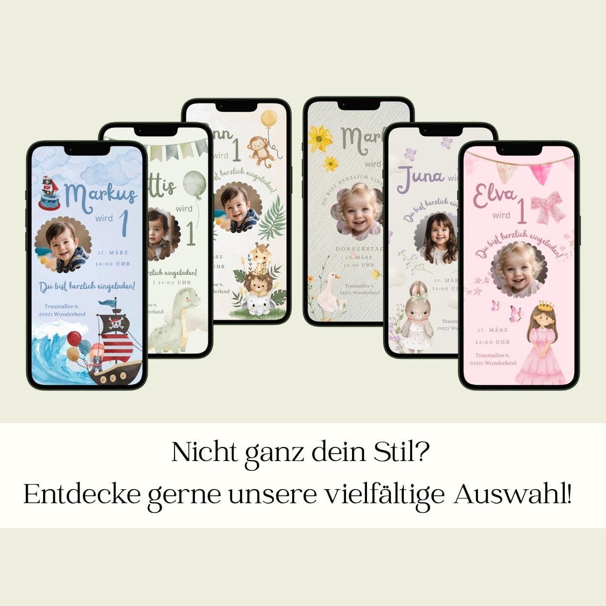 Digitale Einladung Kindergeburtstag, personalisierbare Einladung WhatsApp, Einladung Foto Mädchen, Geburtstagseinladung Handy, Vorlage Canva - image 5