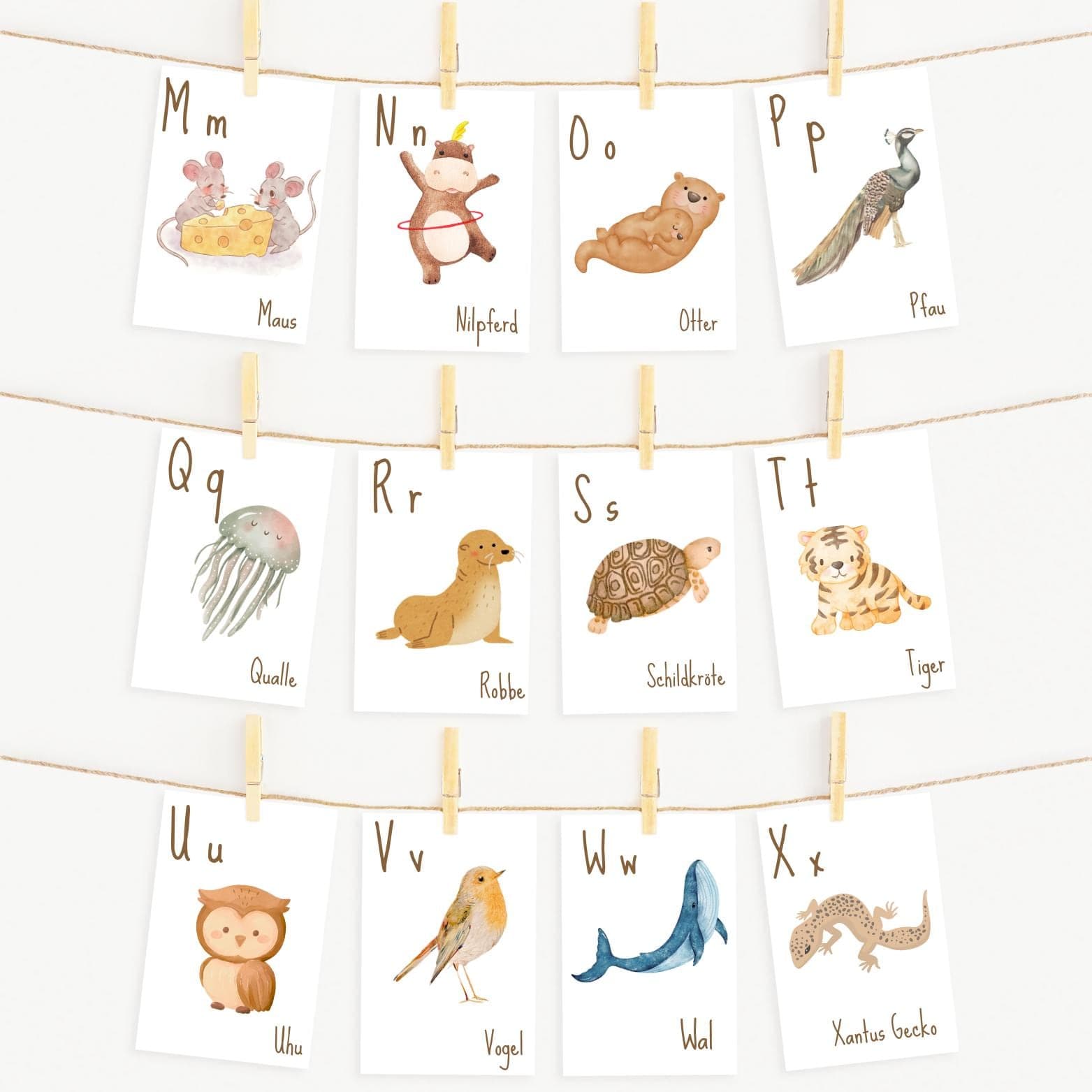 ABC Lernkarten Tiere, Wissenskarten, Lernmaterial für Kinder, Alphabet Karten - image 4