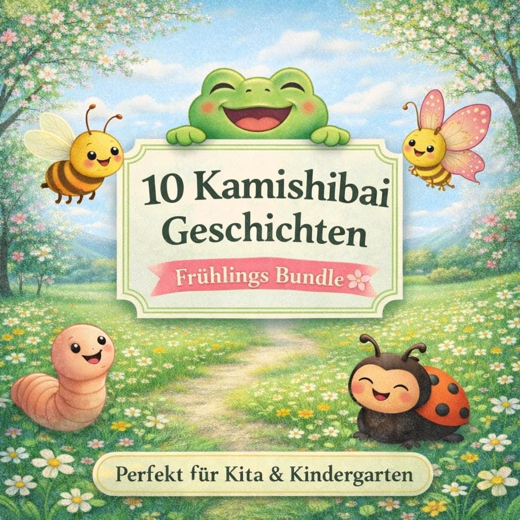 Kamishibai Frühling Bundle – 10 Geschichten für Kita & Kindergarten – Bildkarten + PDF – Erzähltheater Frühling – Vorschule Material