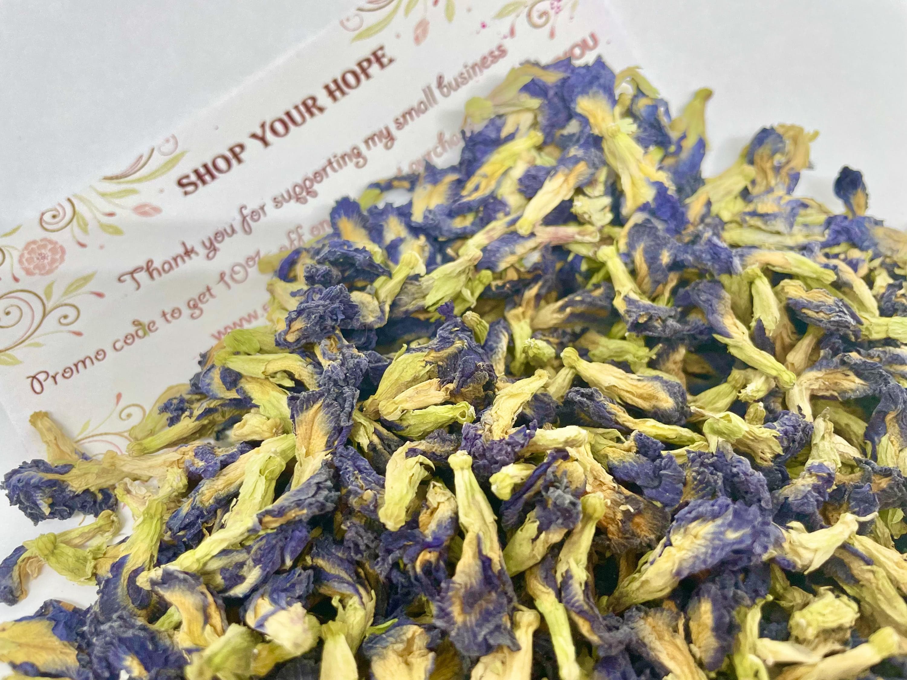 Butterfly Pea Flowers, Dried Whole Flowers, Wild Crafted, Free Shipping
