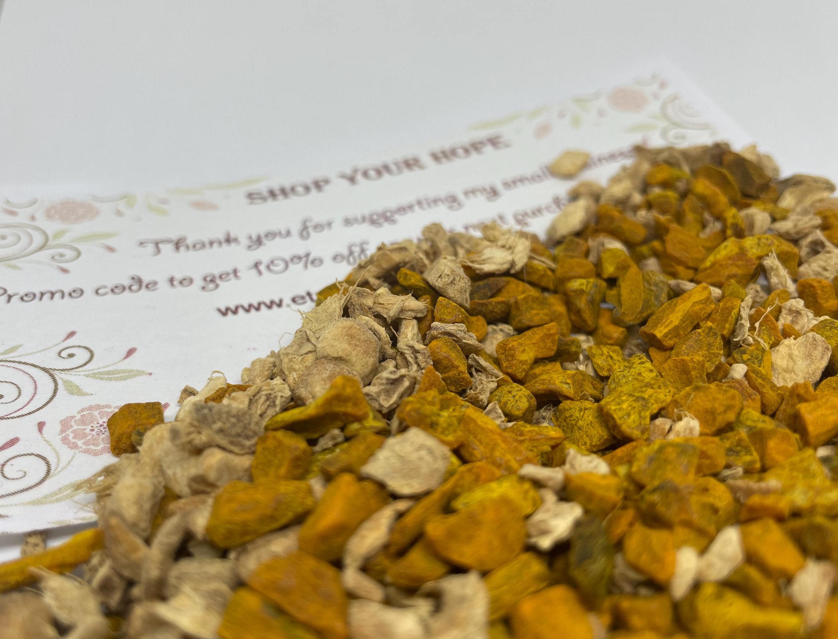 Organic Ginger and Turmeric Roots, Dried, Cut and Sifted, Herbal Tea, Herbal Infusion