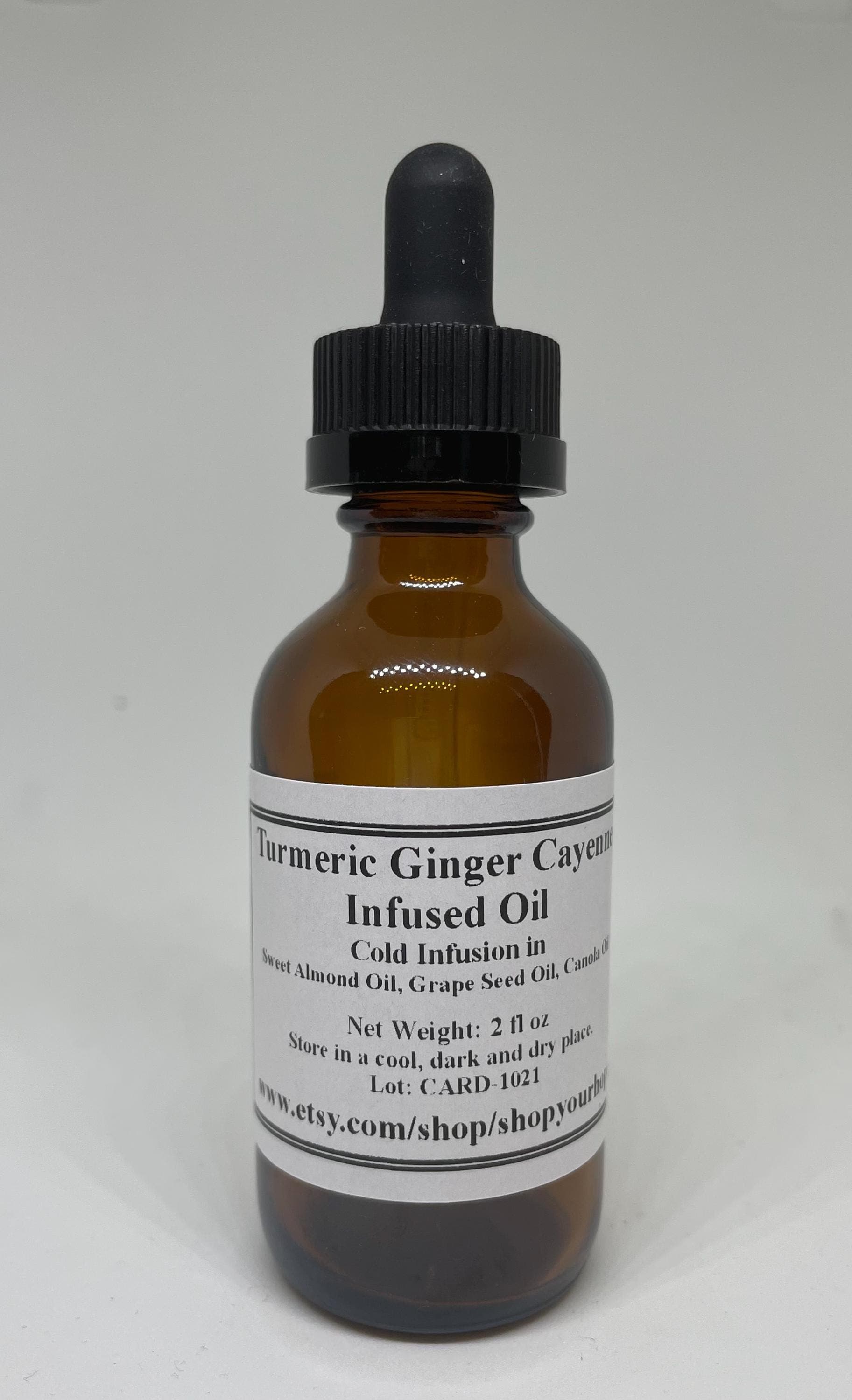 Ginger Cayenne Turmeric Oil, Infused Oil, Cold Pressed, Body Oil, Vegan, Kosher, Halal