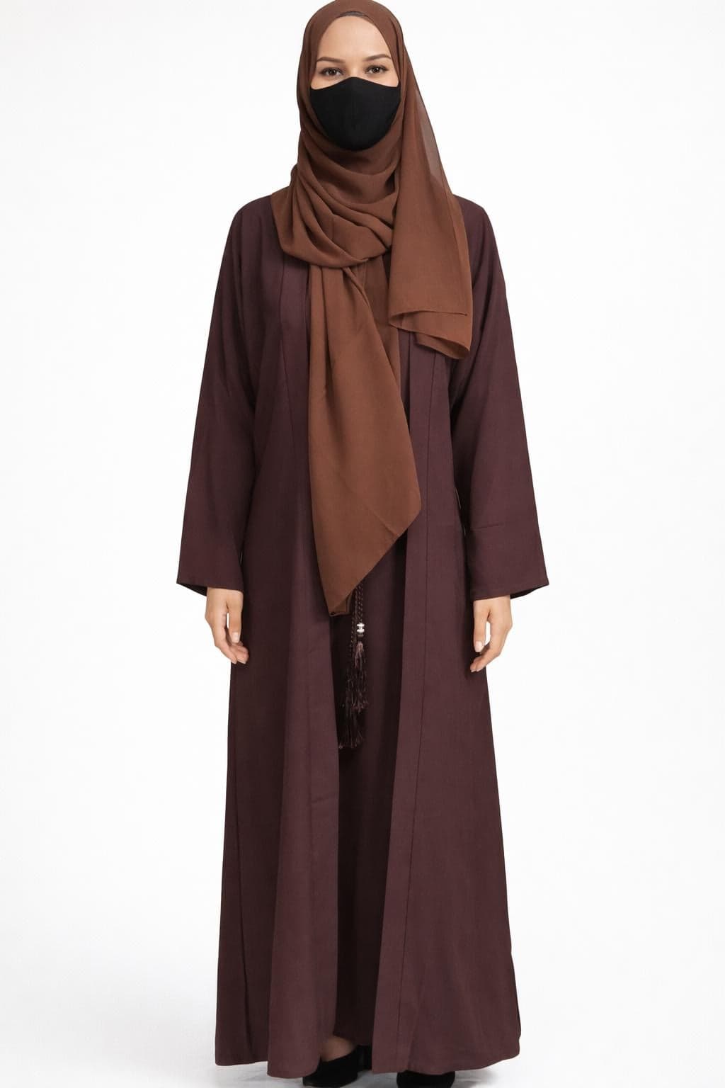 Plain Nidah Abaya 4ps Set: Modest Kimono Dress with Headscarf & Belt - image 3