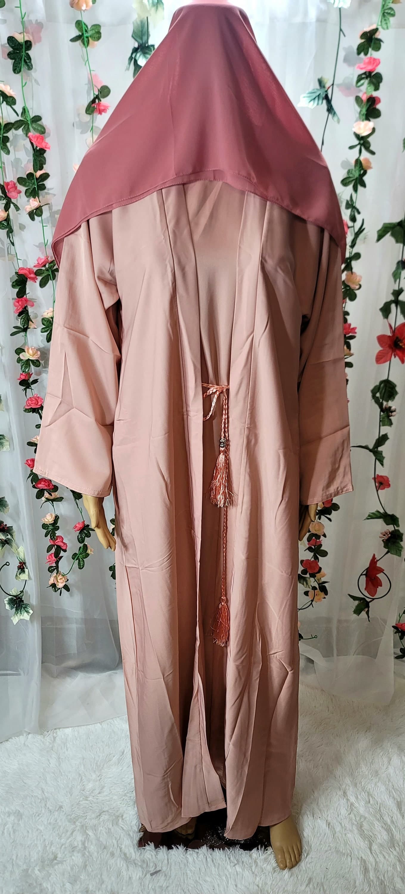 Plain Nida Abaya with Headscarf, Belt & Pockets