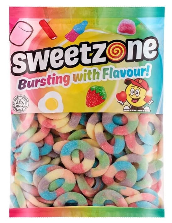 Fizzy Rainbow Rings | Pick and Mix | Halal Sweets | Sweetzone Bebeto Sweeto Kingsway Haribo Bubs Millions | 100g 250g 500g 1kg 1.5kg - image 4