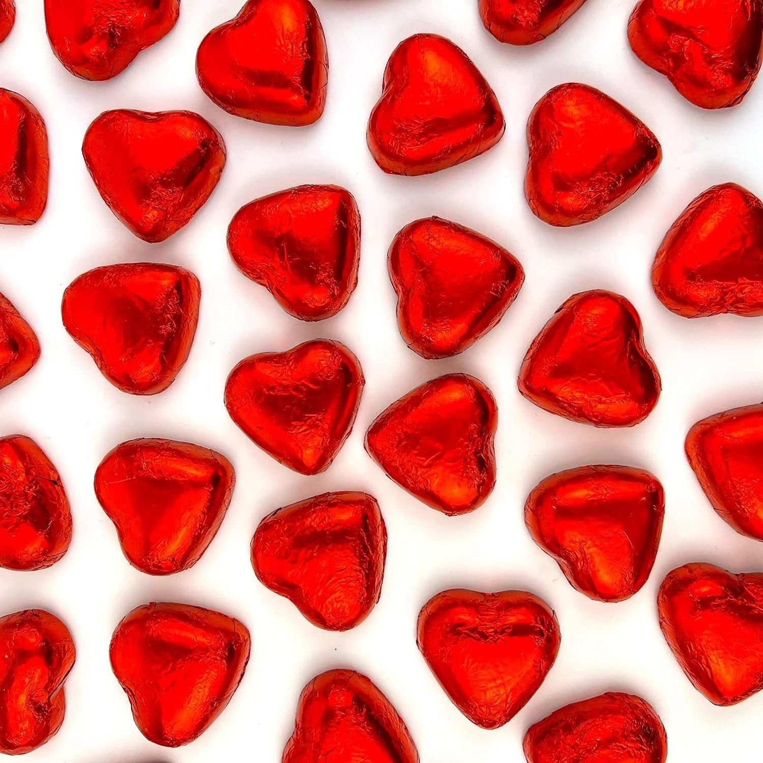 Red Foil Wrapped Milk Chocolate Hearts | Pick and Mix | Halal Sweets | Wedding Favours | Party Table Favours | Valentines | Love |