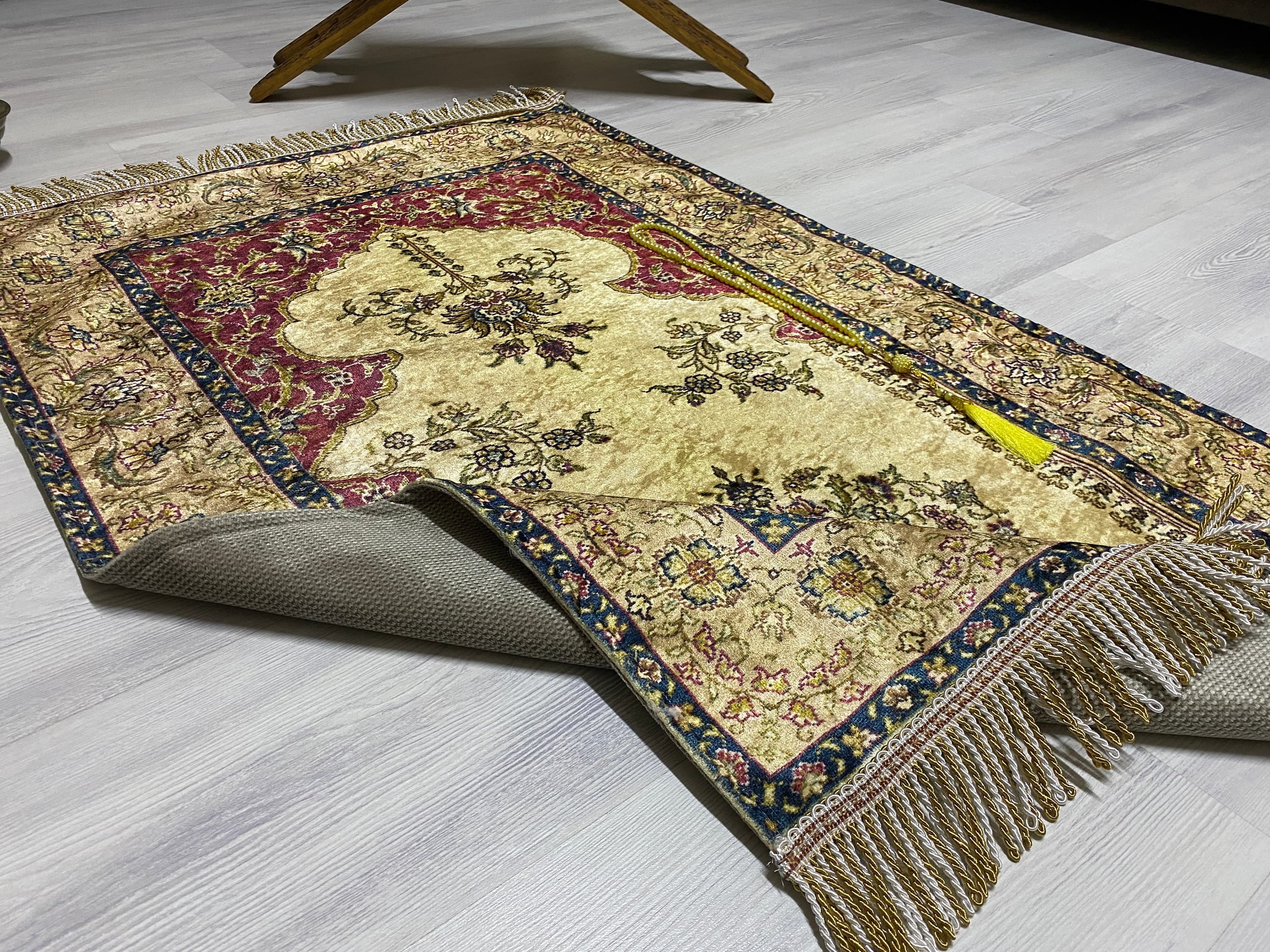 Mustard Prayer Rug, Prayer Mat, Musallah Namaaz Islamic Gift, Eid Hajj Umrah Gift, Janamaz Sejedah Muslim Turkish Rug, RNR485 - image 5