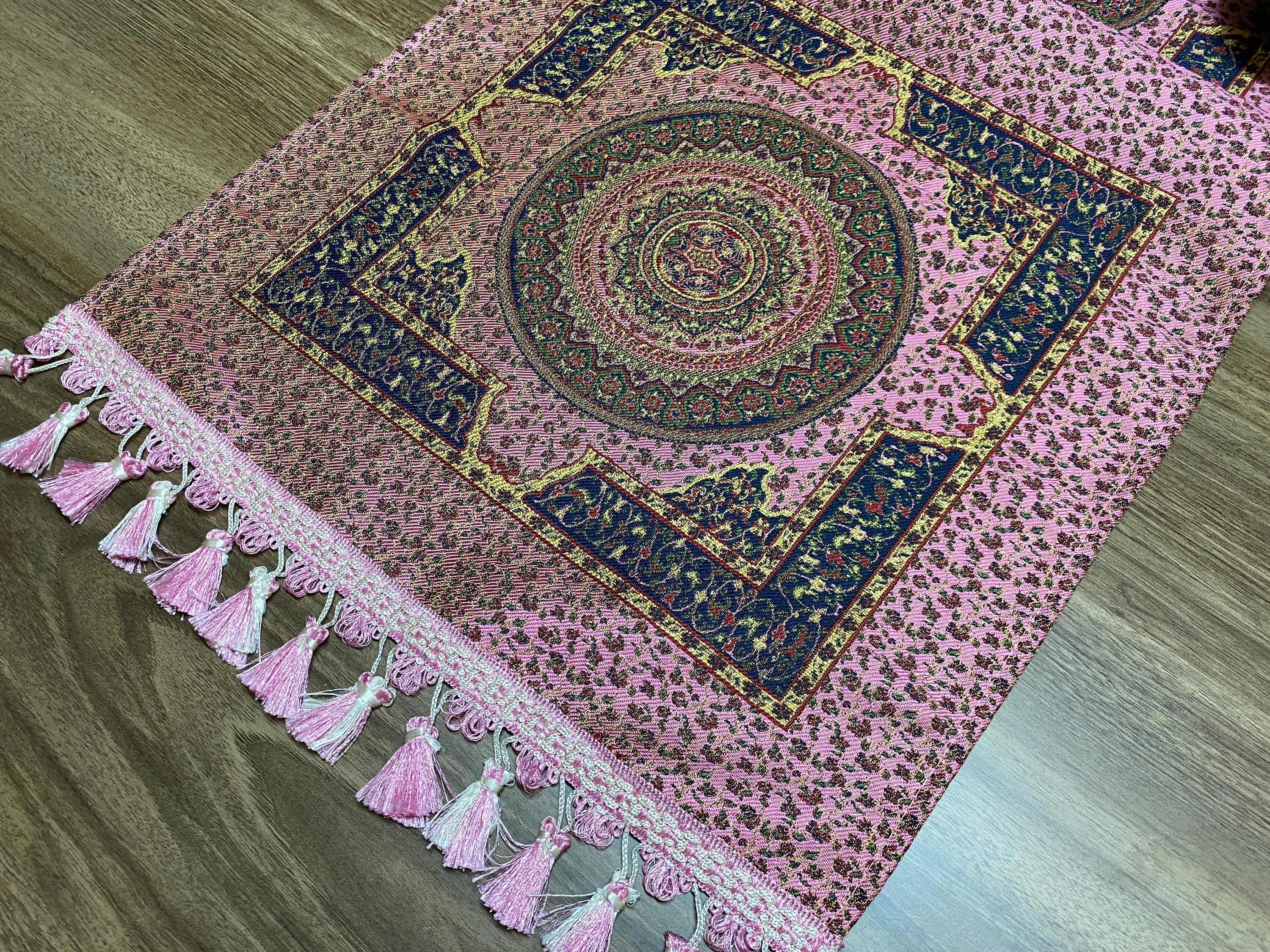 Pink Ceramic Pattern Turkish Coffee Table Cloth Runner, Aztec Boho Wedding Oriental Table Runner, Blue Diner Table Runner, RNR293 - image 5