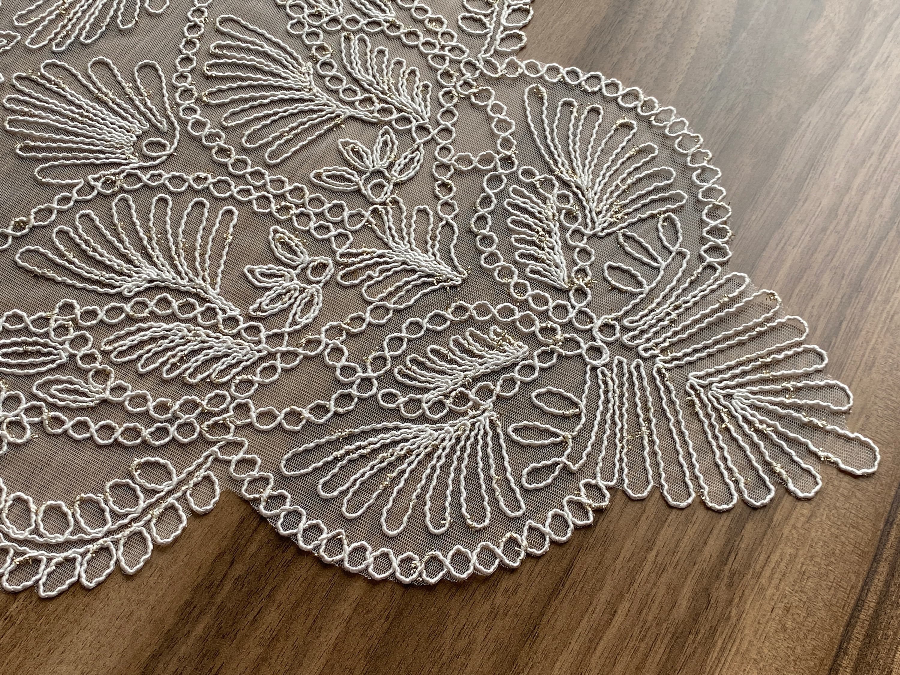 Cream French Lace Velvet Table Runner, Delicate French Lace Table Runner For Wedding Table, Table Decoration, Organizations, Weddings, LC211 - image 5