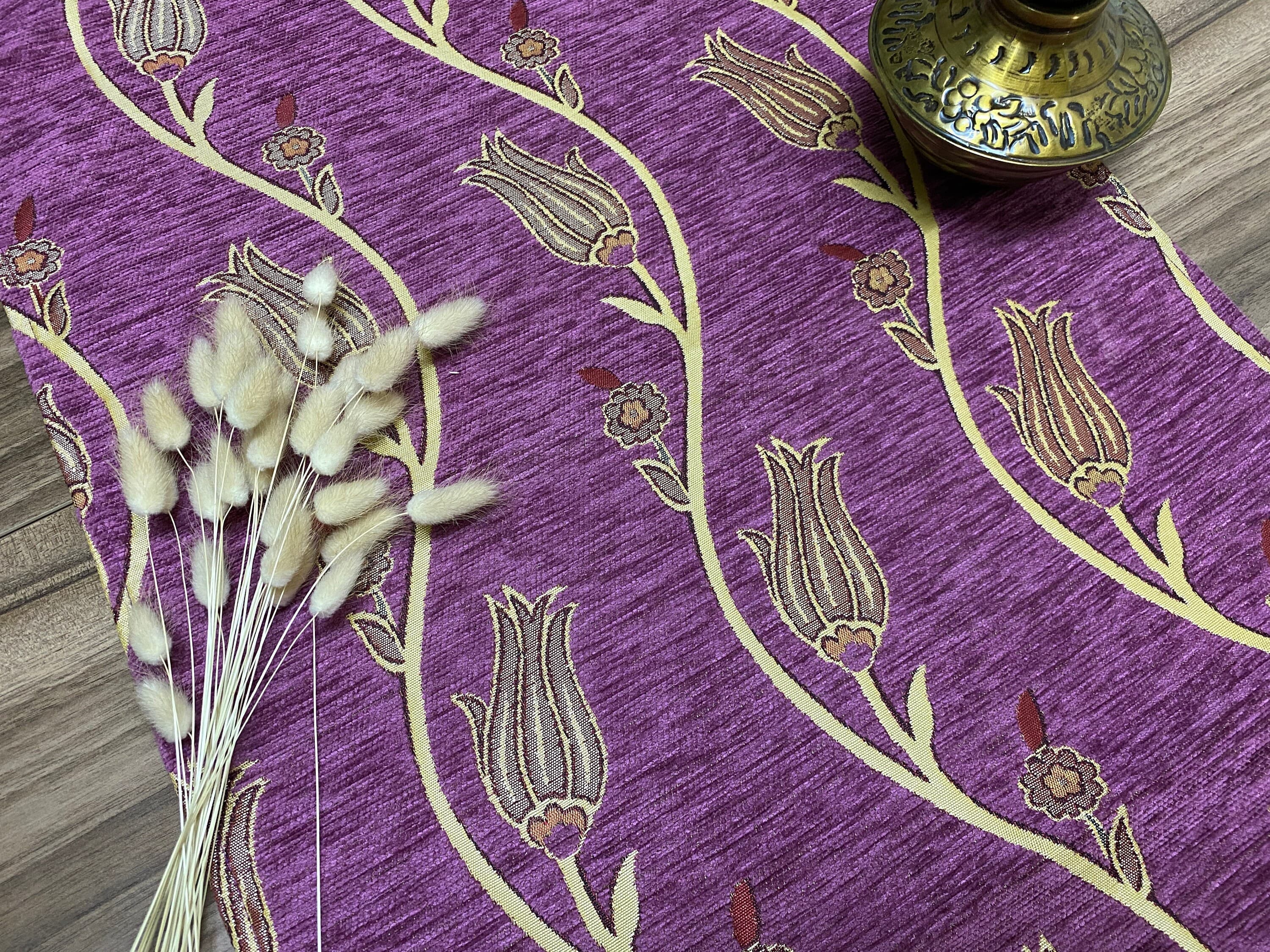 Fuchsia Tulip Pattern Mini Turkish Coffee Table Cloth Runner, Magenta Home Boho Wedding Oriental Table Runner, Diner Table Runner, RNR335 - image 4
