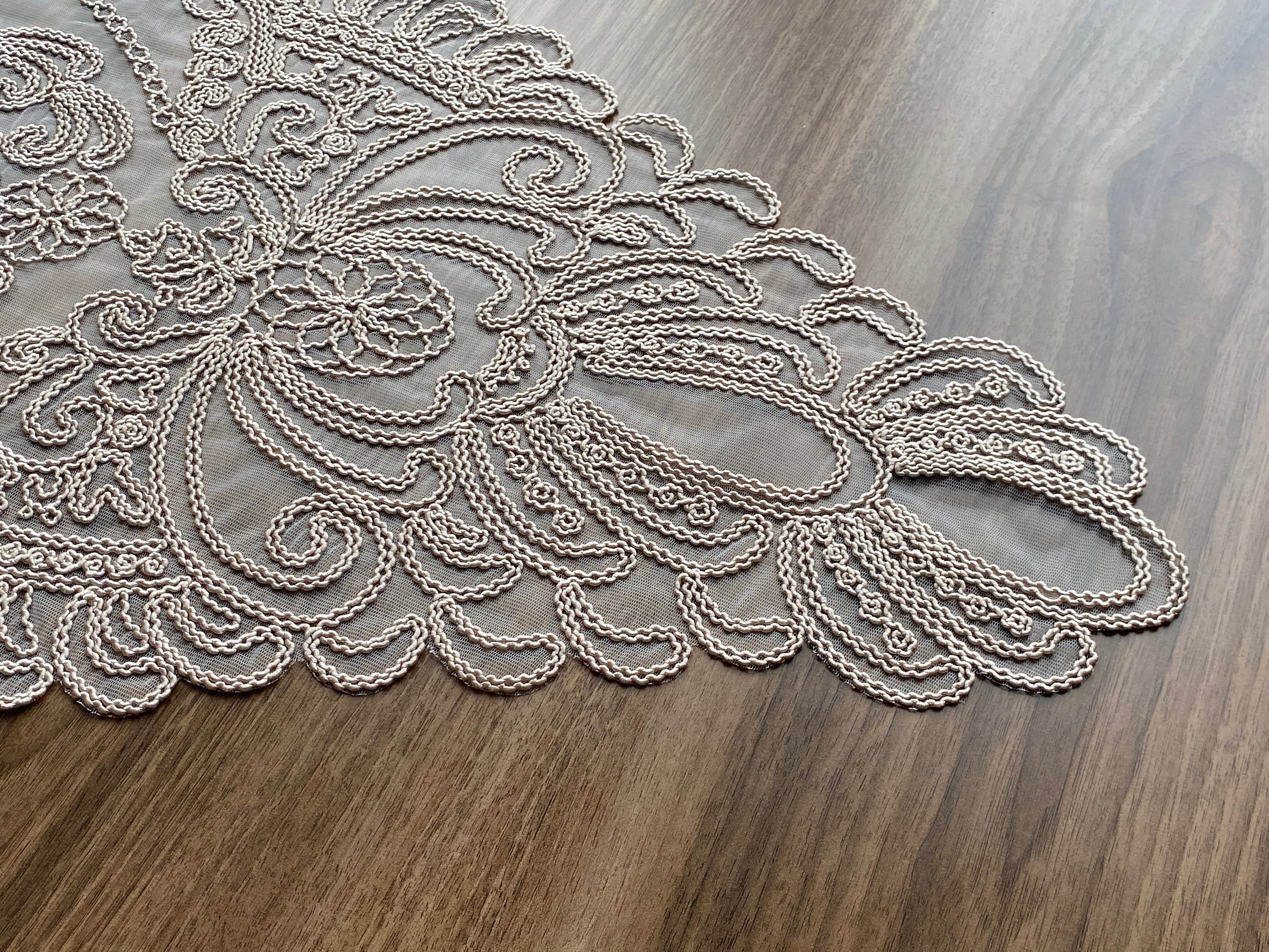 Cappuccino French Lace Table Runner, Delicate French Lace Table Runner For Wedding Table, Table Decoration, Organizations, Weddings, LC229 - image 5