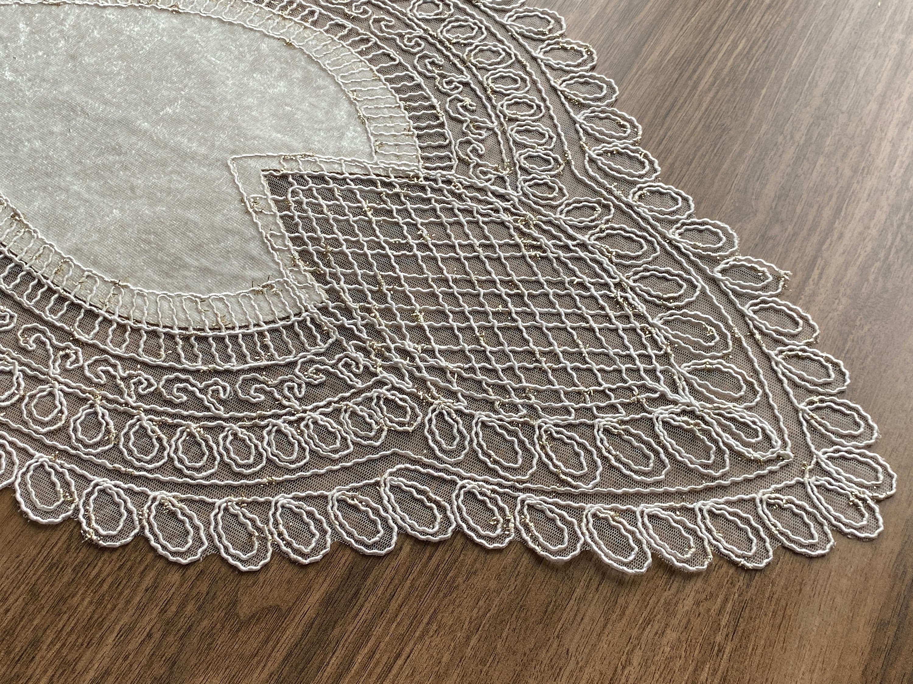 Cream French Lace Table Runner, Vintage Style French Shabby chic For Wedding Table, Rustic Lace Runner, Elegant Table Runner, LC216 - image 5