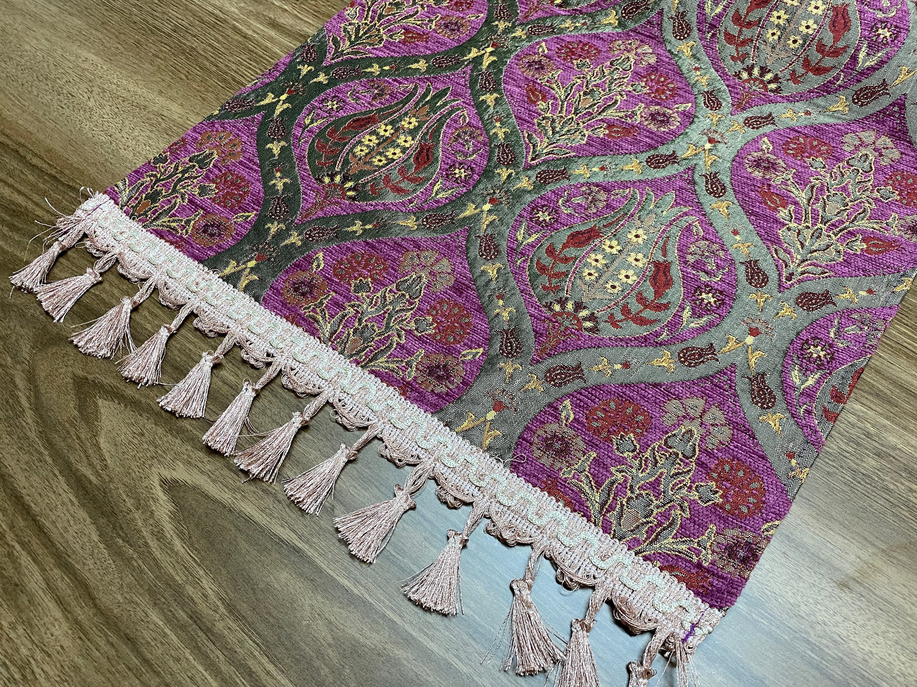 Fuchsia Tulip Pattern Turkish Coffee Table Cloth Runner, Carnation Boho Wedding Oriental Table Runner, Diner Table Runner Cloth, RNR257 - image 5
