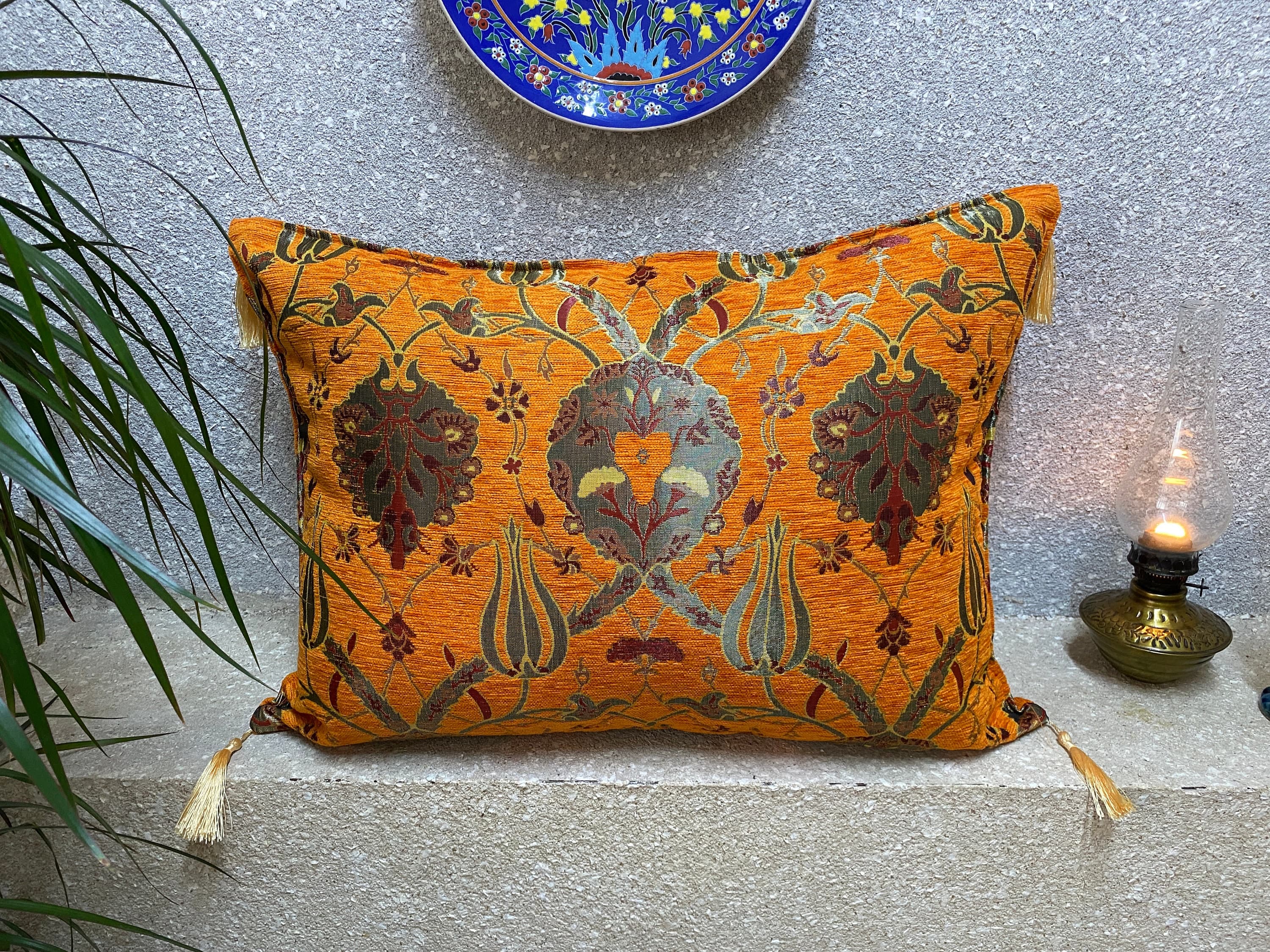 Beautiful Tulip Pattern Ottoman Chenille Woven Cushion Covers, Bohemian Pillow, Kilim Sham, Couch Pillow, 18x26 Inch Cushion Covers, CSH102 - image 5