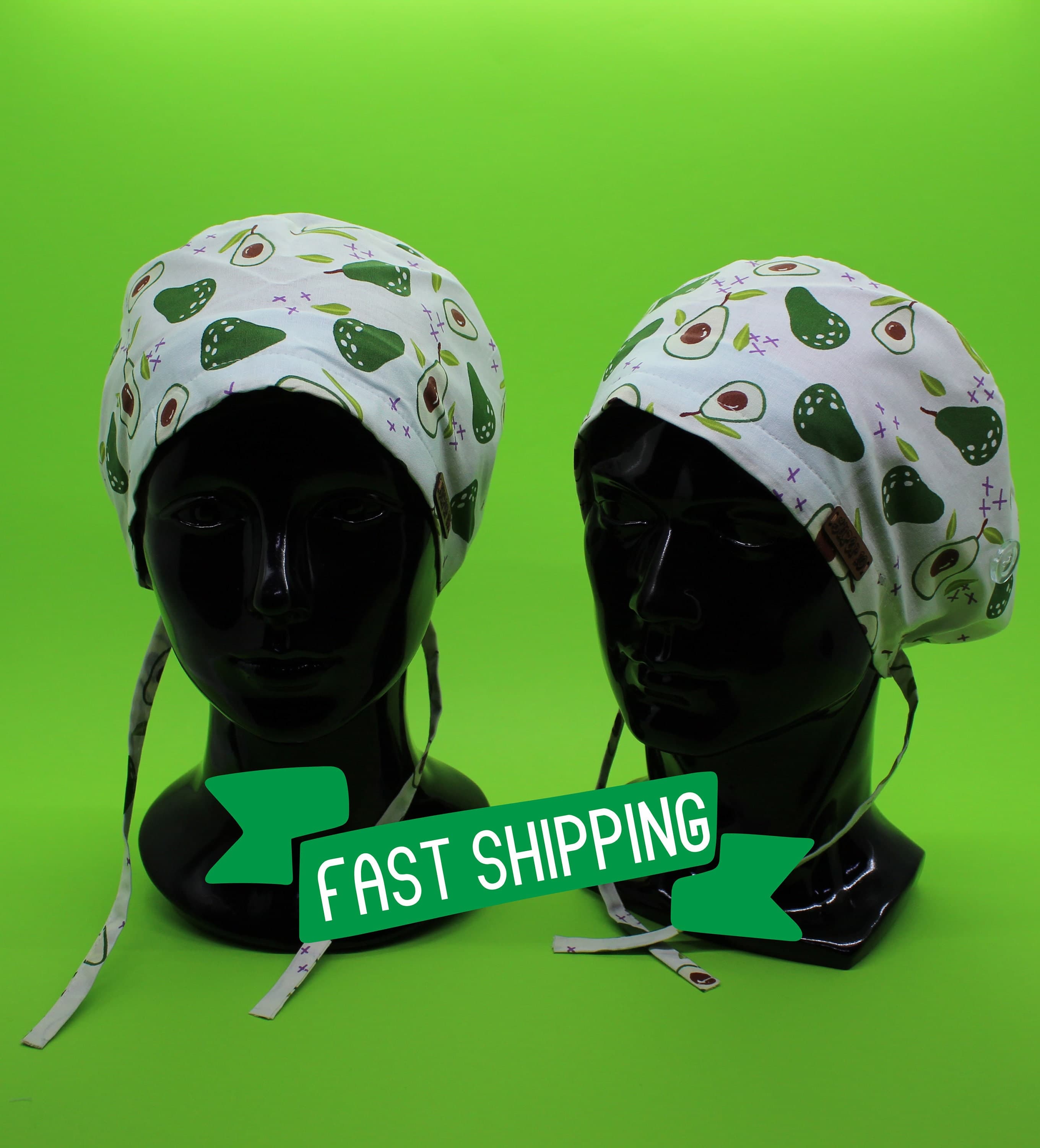 Anime Scrub Hat, Scrub Cap, Unisex Surgical Scrub Cap Hat with Buttons, Men's Scrub Cap, Avocado Short Hair Scrub Cap, HAT145 - image 3