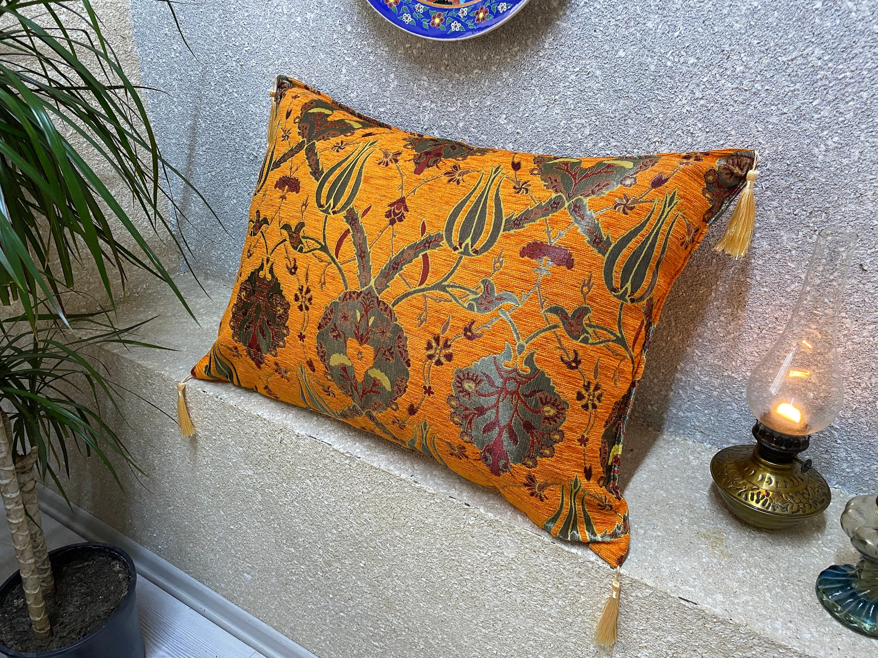 Beautiful Tulip Pattern Ottoman Chenille Woven Cushion Covers, Bohemian Pillow, Kilim Sham, Couch Pillow, 18x26 Inch Cushion Covers, CSH102 - image 3
