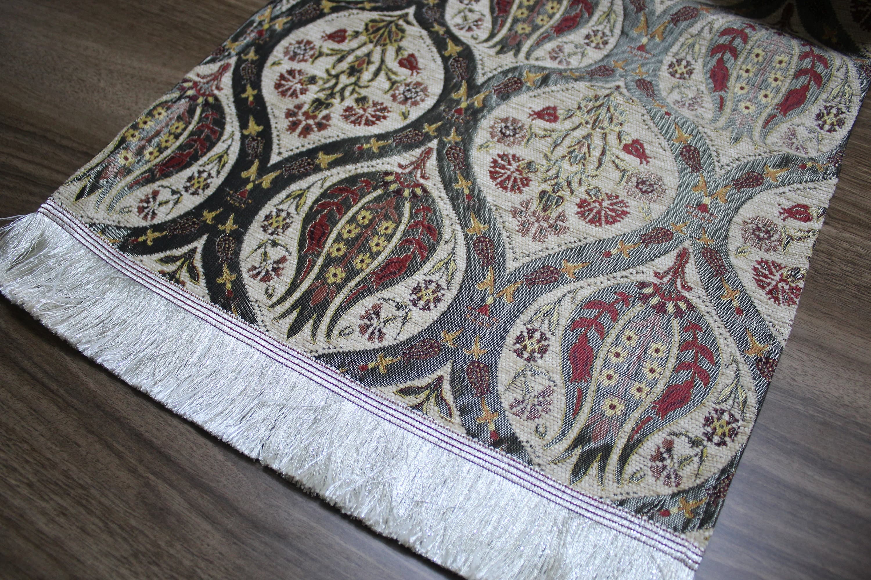 Cream Turkish Table Cloth Runner, Tulip Design Floral Boho Table Runner For Wedding, Burgundy Table Cover,Coffee Table Runner,RNR182 - image 5
