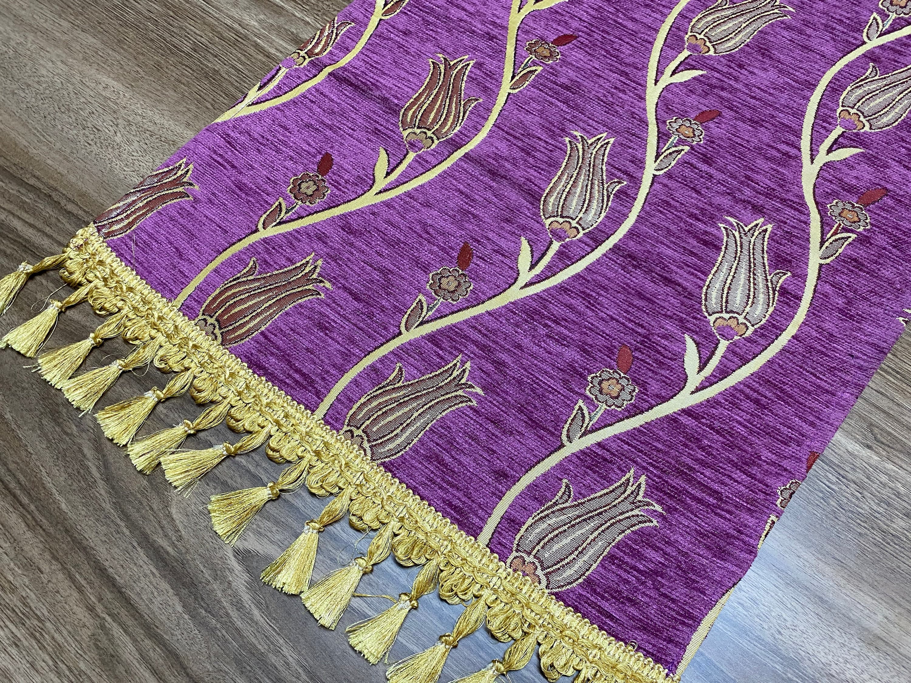 Fuchsia Tulip Pattern Mini Turkish Coffee Table Cloth Runner, Magenta Home Boho Wedding Oriental Table Runner, Diner Table Runner, RNR335
