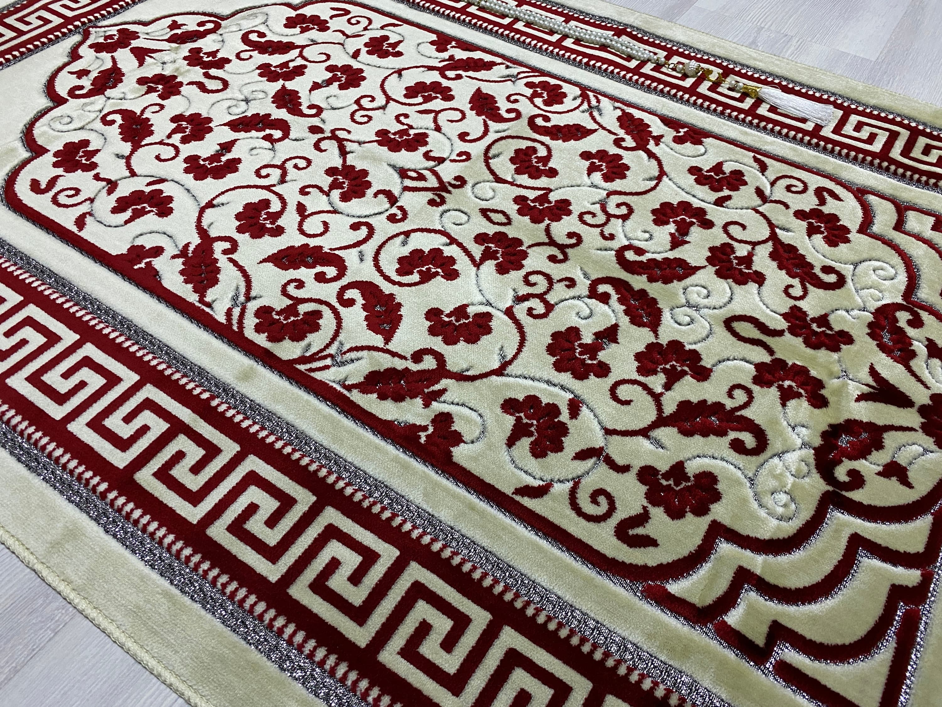 Soft Red Prayer Mat, Nikah Gift, Sejadah Prayer Mat with Tasbeeh, Muslim Wedding Gift, Prayer Rug, Muslim Janamaz, Islamic Gift, RNR503 - image 5