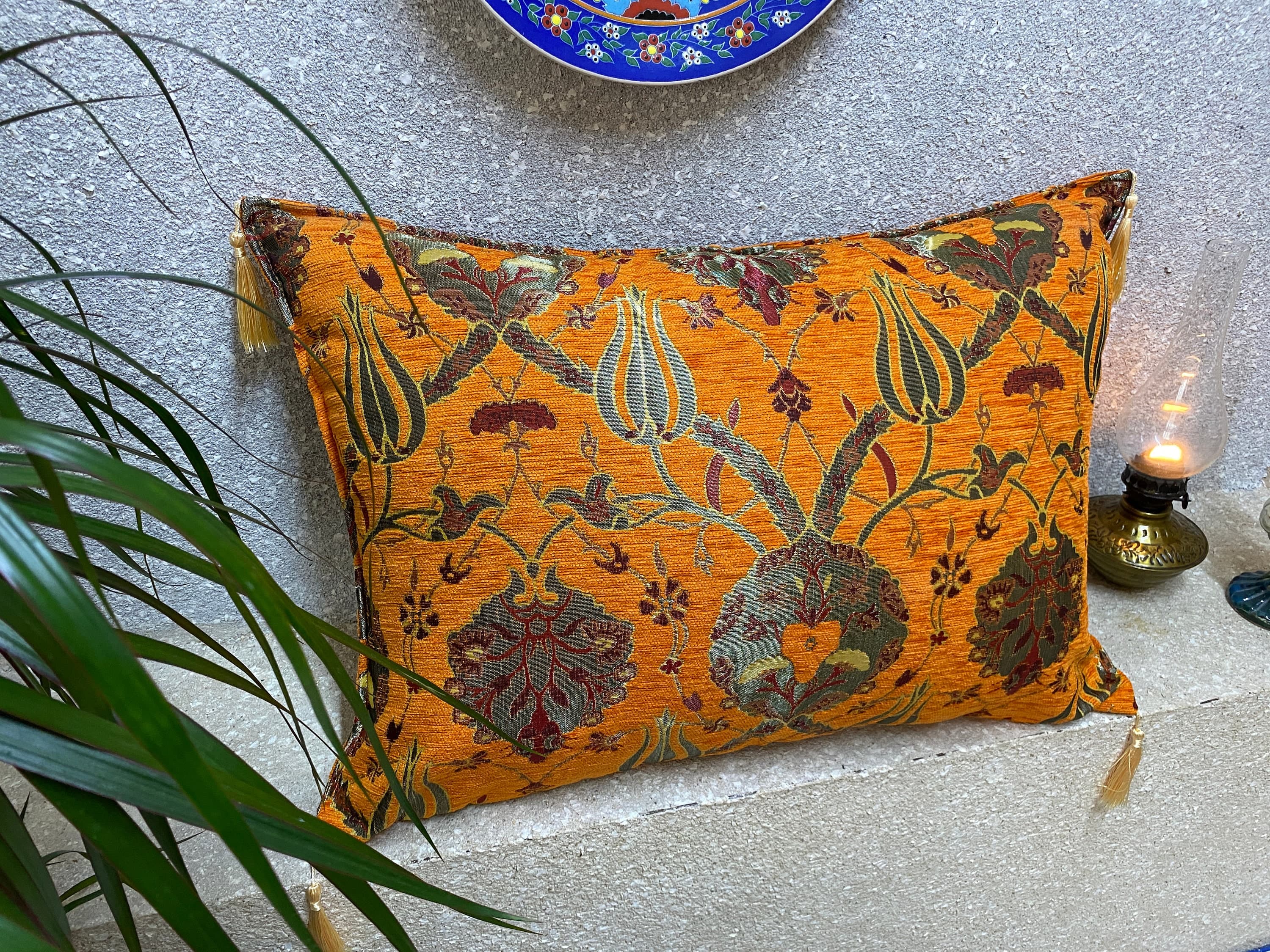 Beautiful Tulip Pattern Ottoman Chenille Woven Cushion Covers, Bohemian Pillow, Kilim Sham, Couch Pillow, 18x26 Inch Cushion Covers, CSH102 - image 4