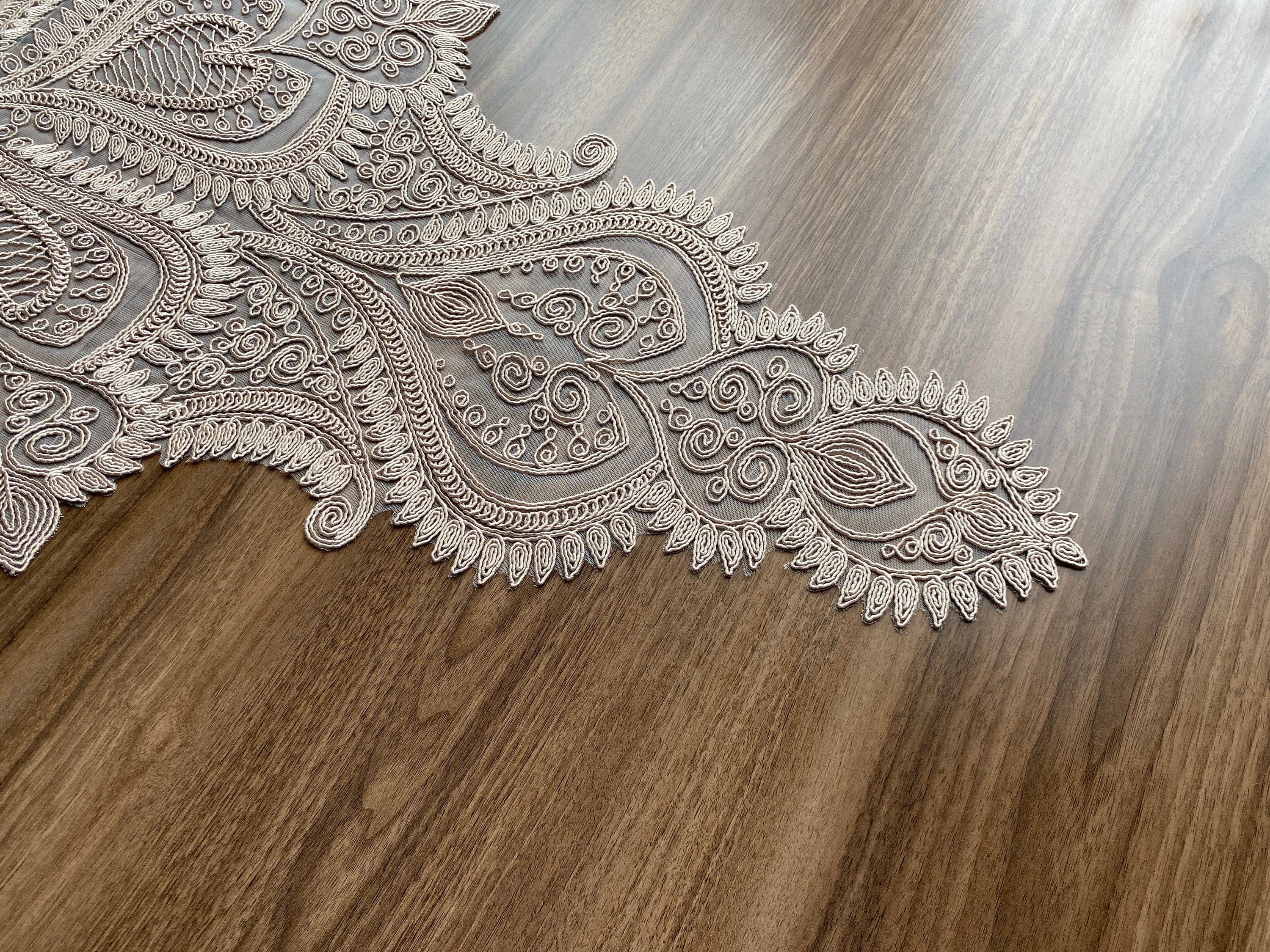 Cappuccino French Lace Table Runner, Delicate French Lace Table Runner For Wedding Table, Table Decoration, Organizations, Weddings, LC221 - image 4