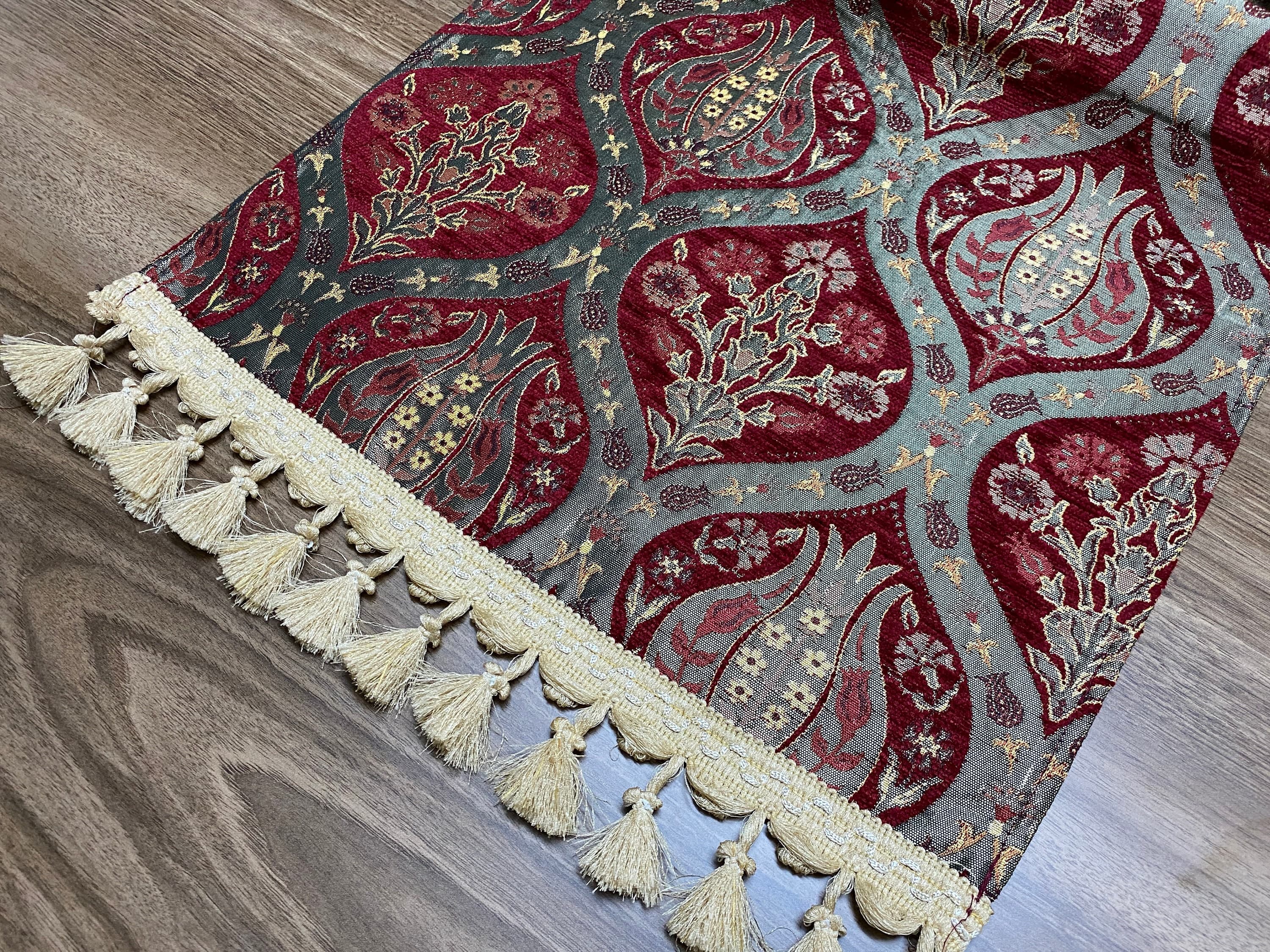 Burgundy Tulip Pattern Turkish Coffee Table Cloth Runner, Carnation Boho Wedding Oriental Table Runner, Diner Table Runner Cloth, RNR261 - image 5